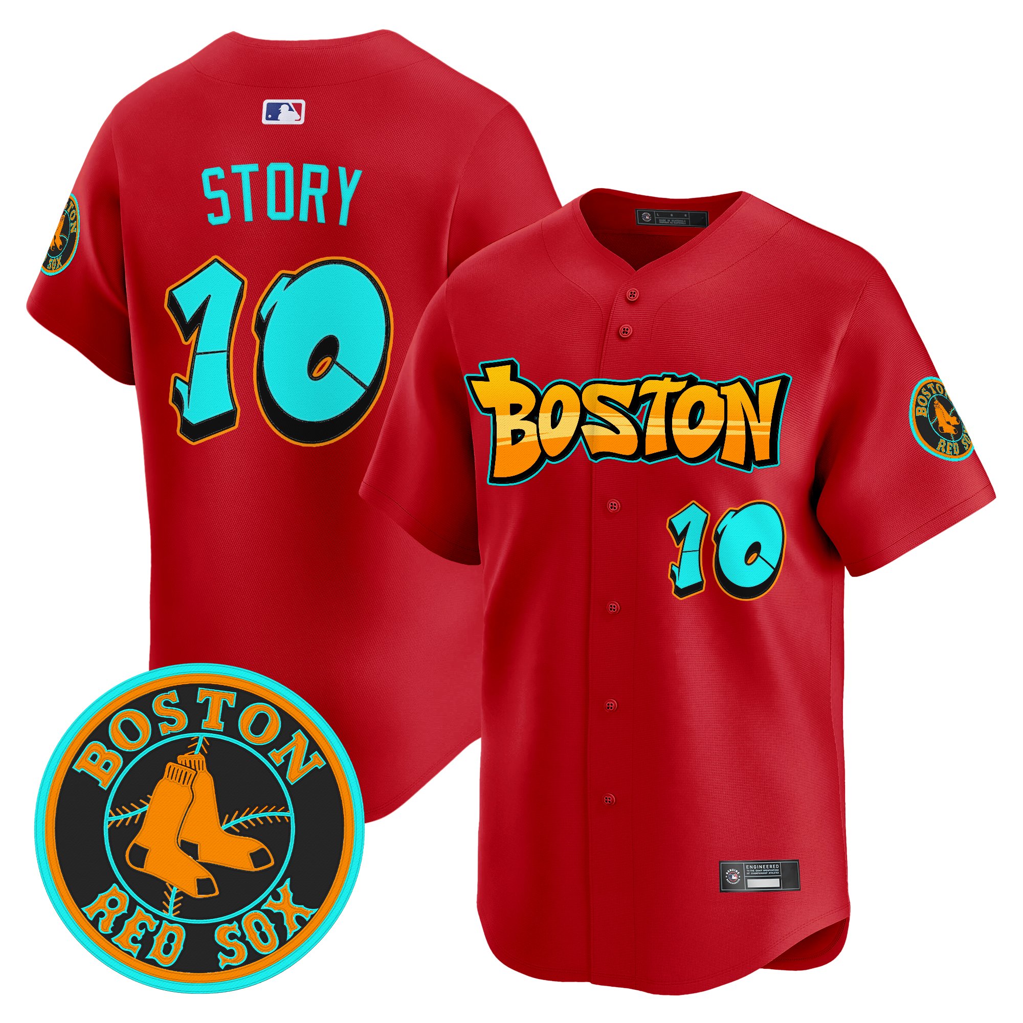 Trevor Story Men's Boston Red Sox 'Graffiti Streetstyle Edition' Vapor Premier Limited Red Jersey - All Stitched
