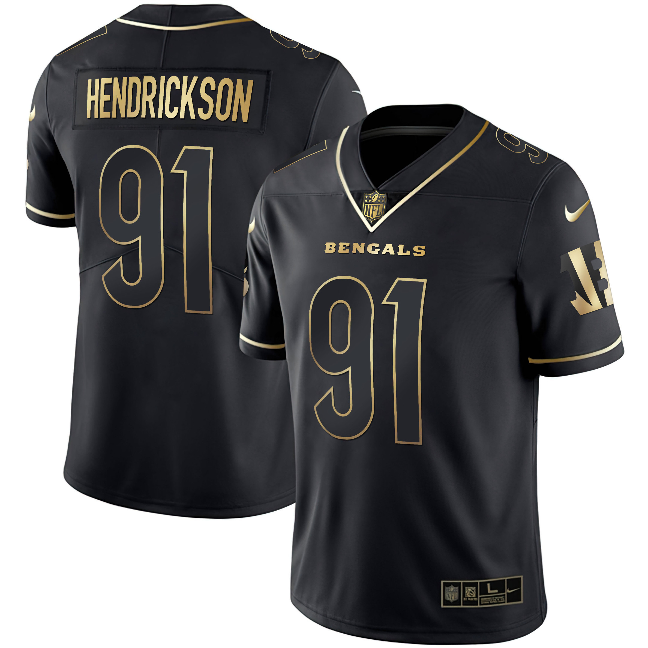 Trey Hendrickson Women's Cincinnati Bengals White Gold & Black Gold Black Gold Jersey - All Stitched