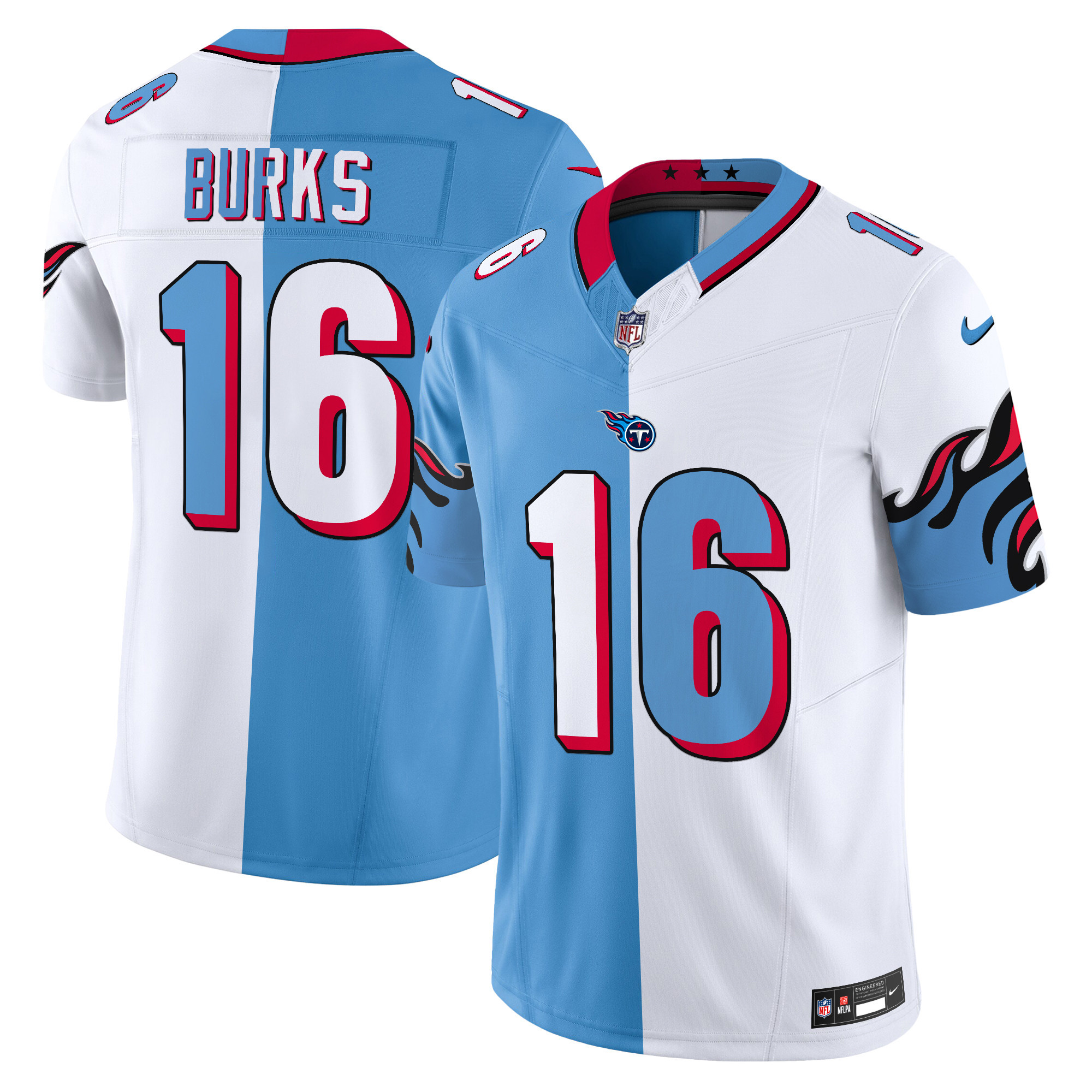 Treylon Burks Men's Tennessee Titans Special Vapor Limited Split Jersey - All Stitched