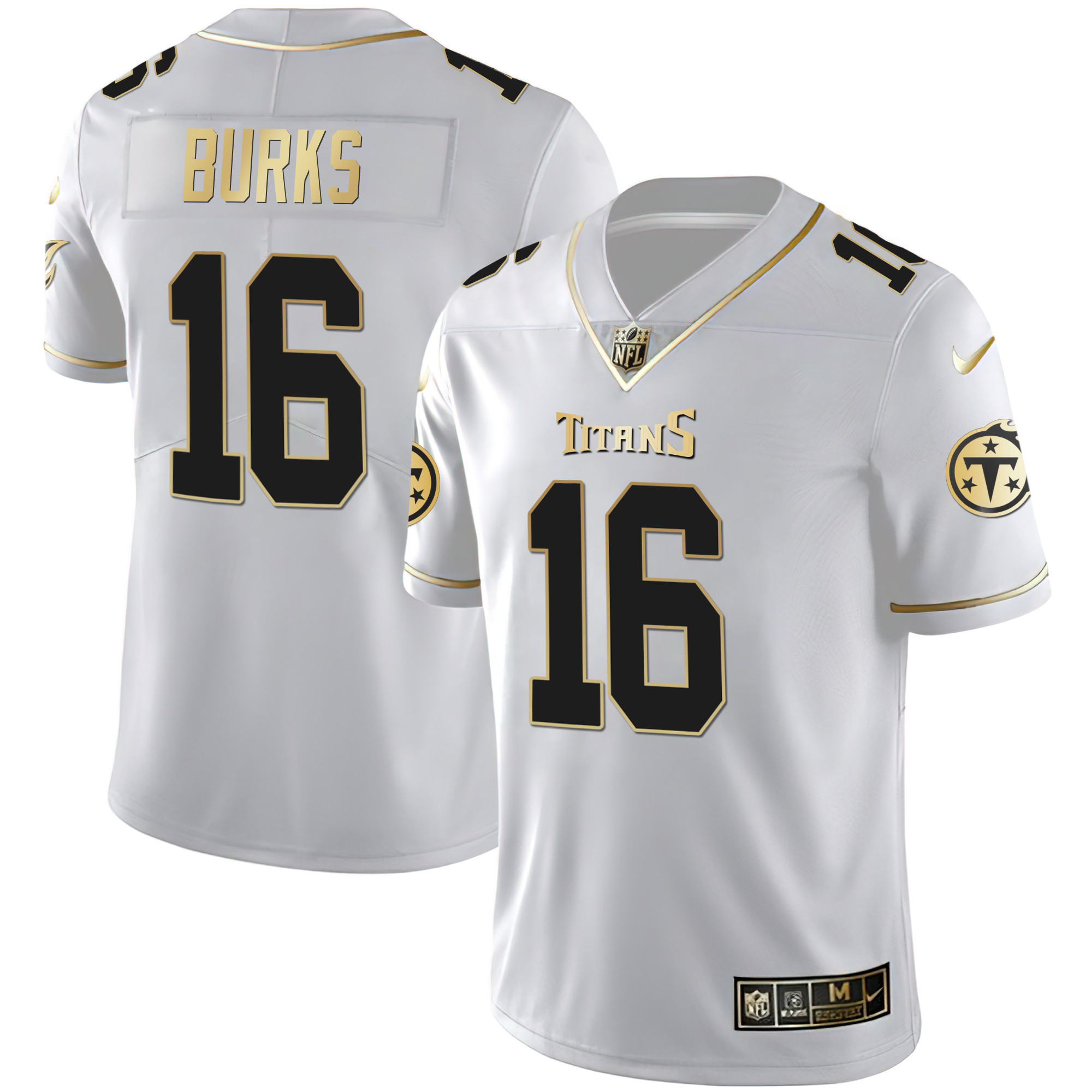 Treylon Burks Men's Tennessee Titans White Gold & Black Gold White Gold Jersey - All Stitched