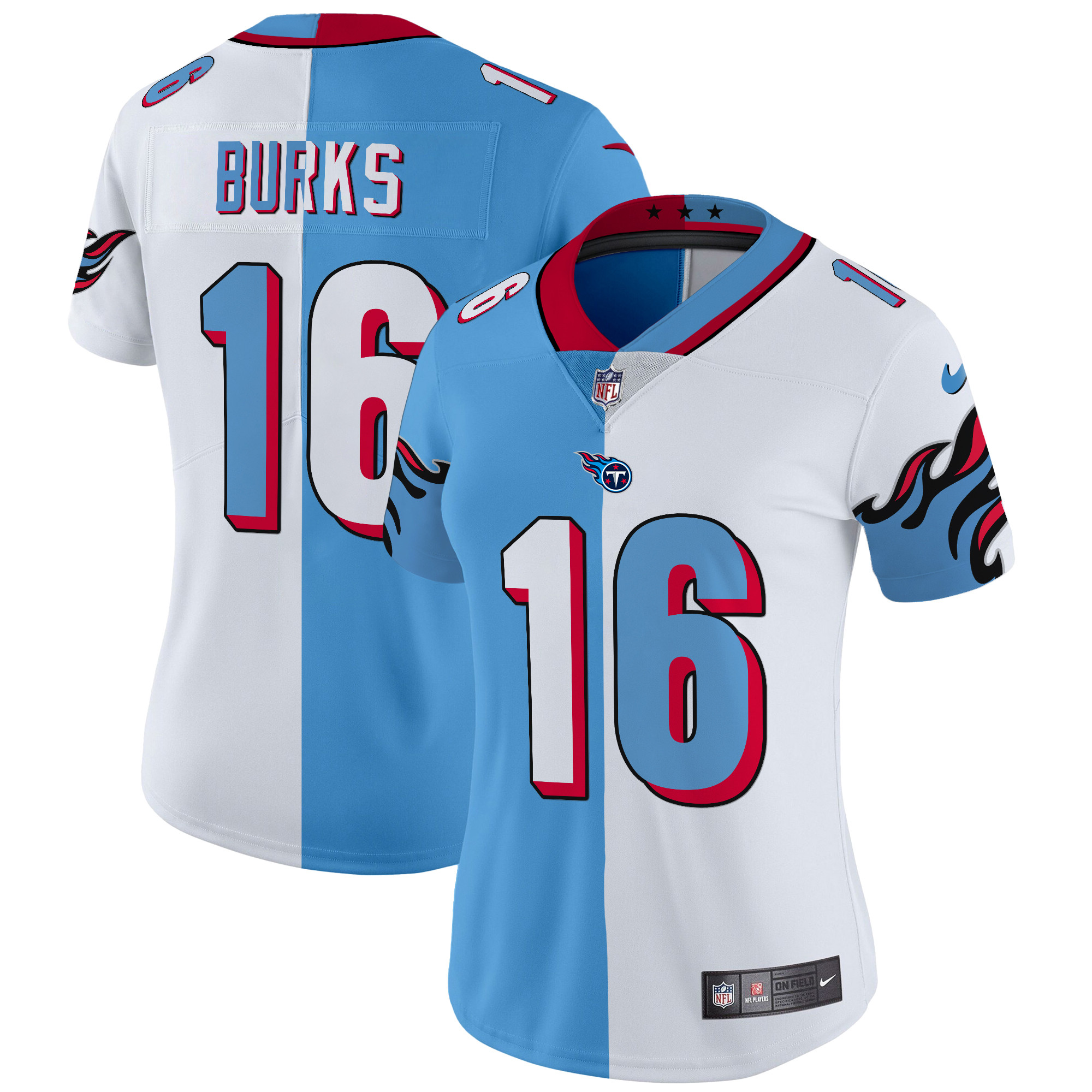 Treylon Burks Women's Tennessee Titans Special Vapor Limited Split Jersey - All Stitched