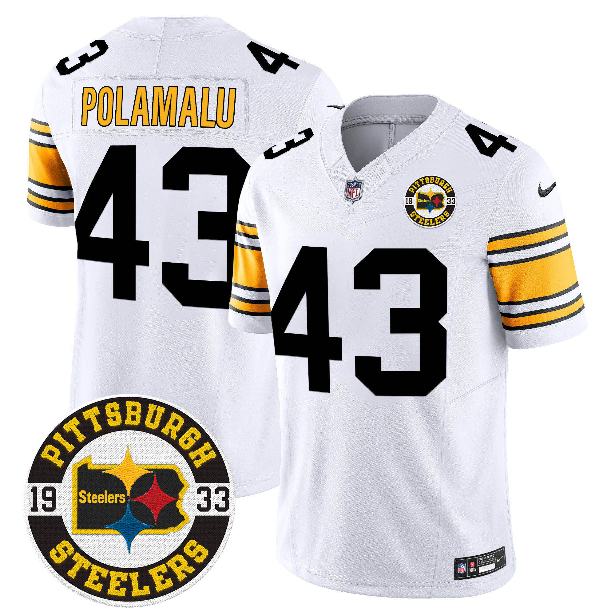 Troy Polamalu Men's Pittsburgh Steelers 2024 Vapor Limited 1975 White Jersey - All Stitched