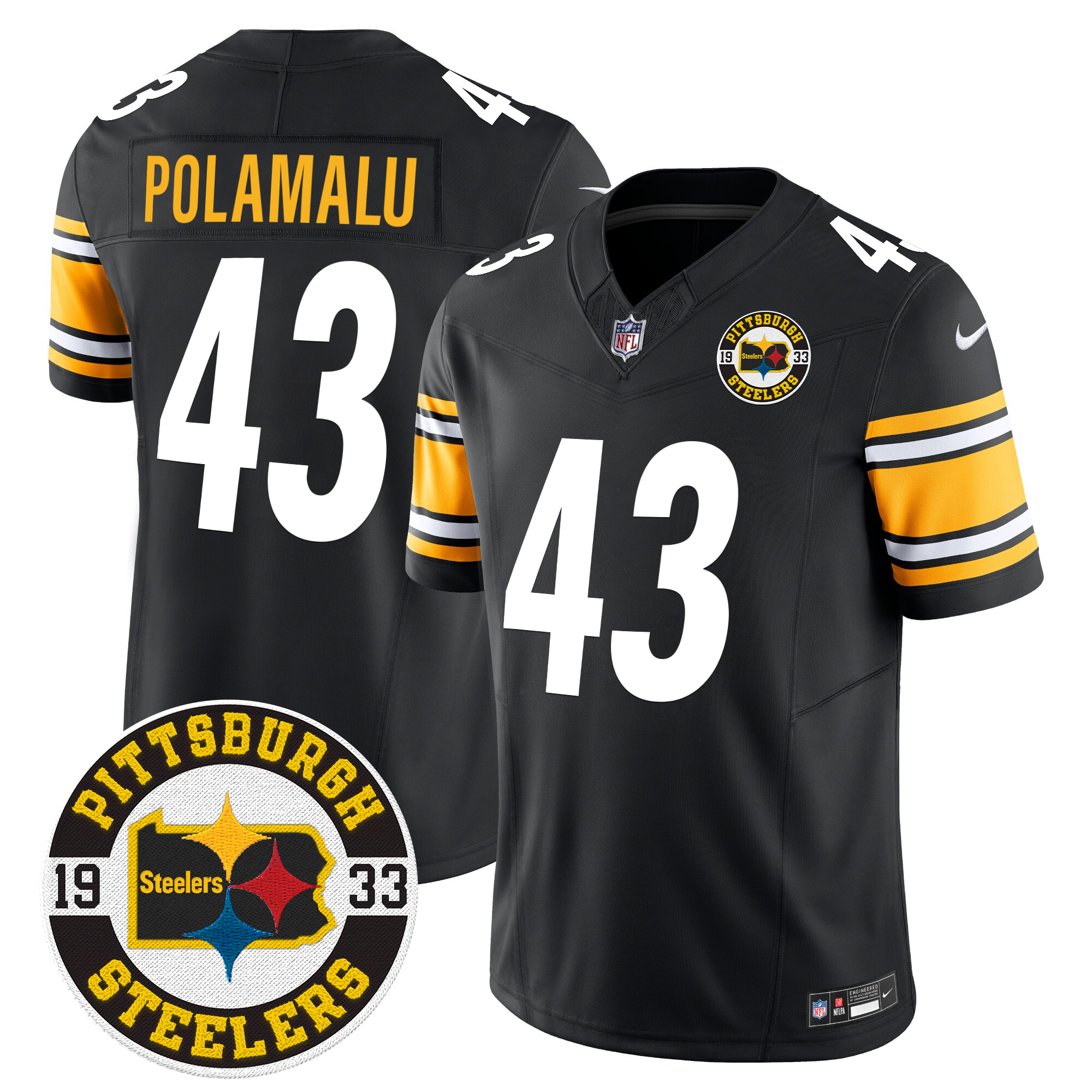 Troy Polamalu Men's Pittsburgh Steelers 2024 Vapor Limited Black Jersey - All Stitched