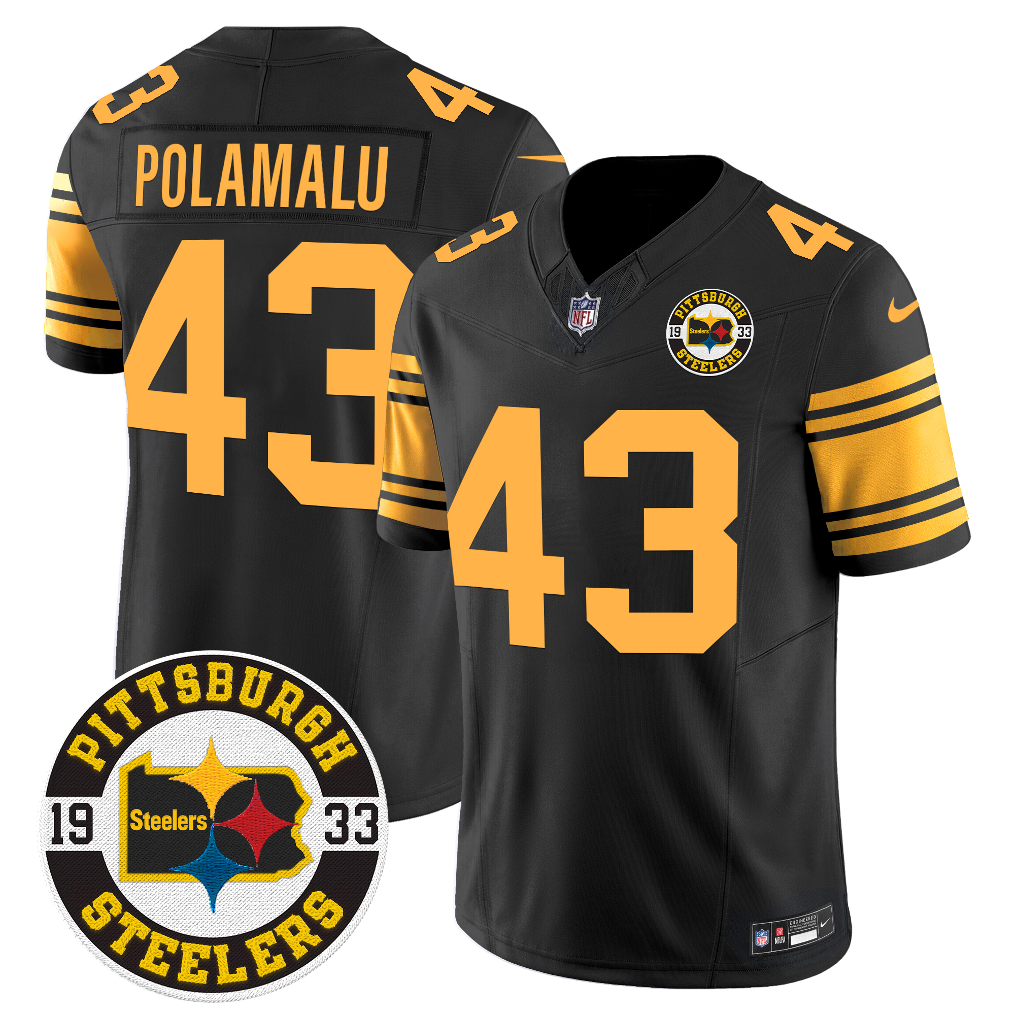 Troy Polamalu Men's Pittsburgh Steelers 2024 Vapor Limited Color Rush Jersey - All Stitched