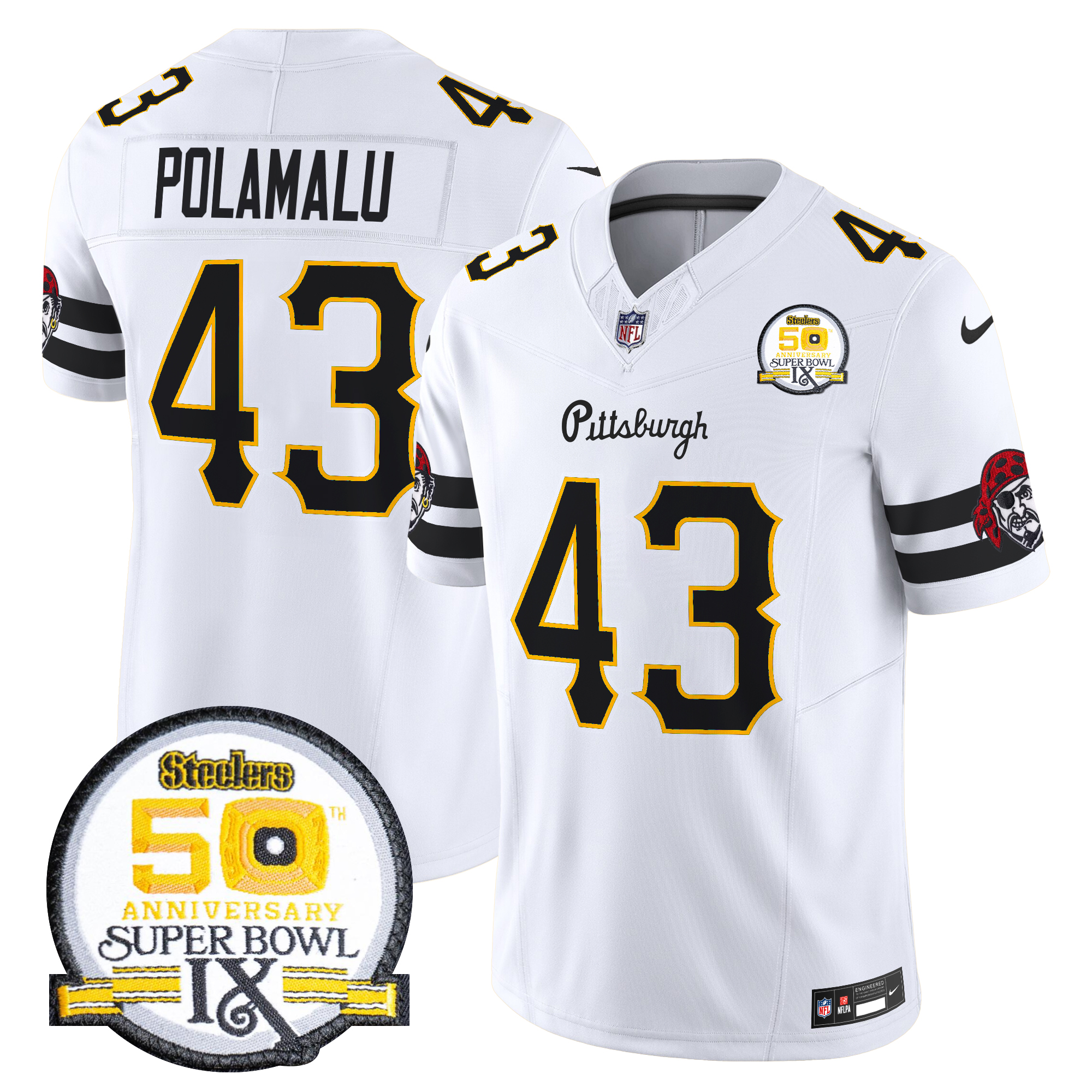 Troy Polamalu Men's Pittsburgh Steelers 2024 Vapor Limited White Jersey - All Stitched