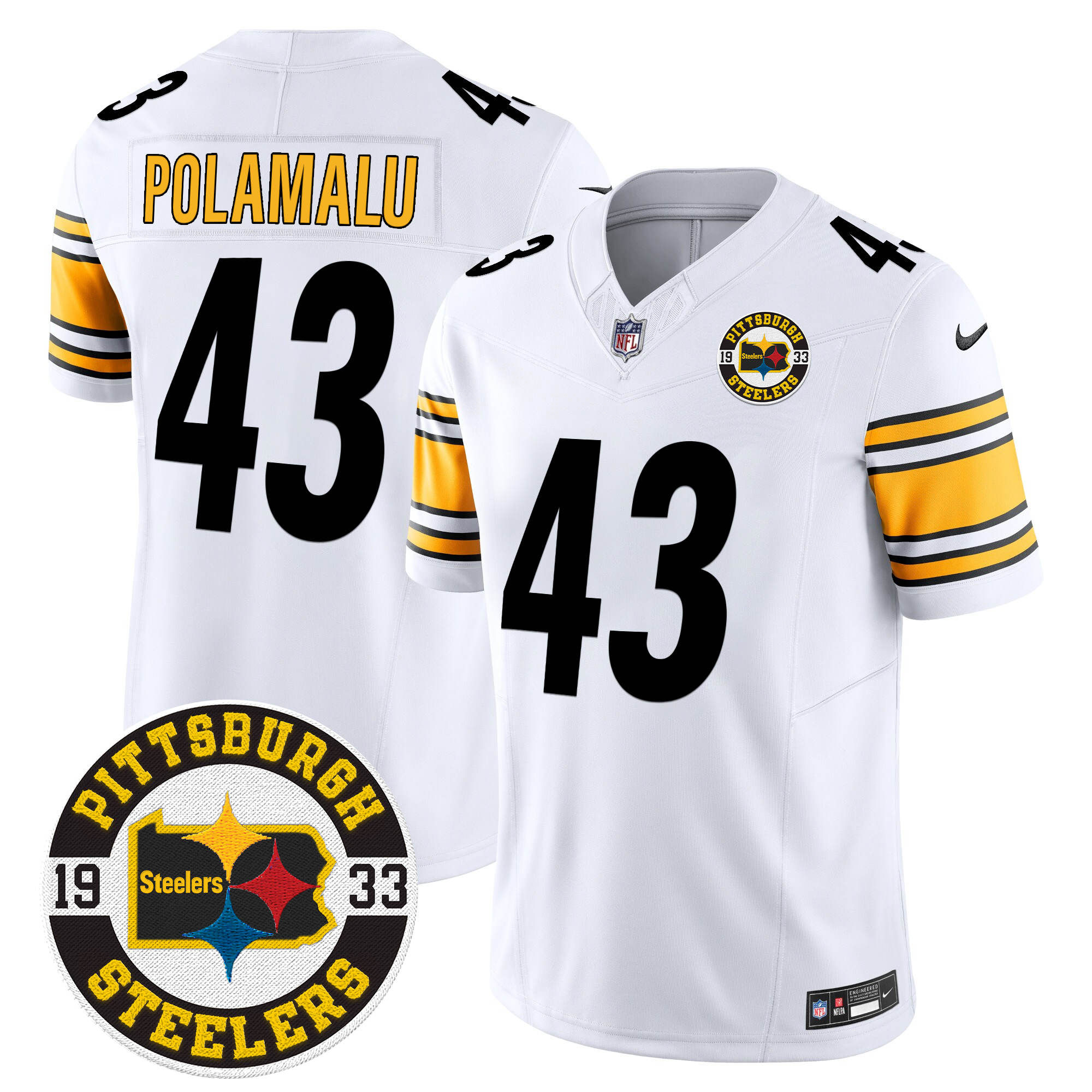 Troy Polamalu Men's Pittsburgh Steelers 2024 Vapor Limited White Jersey - All Stitched