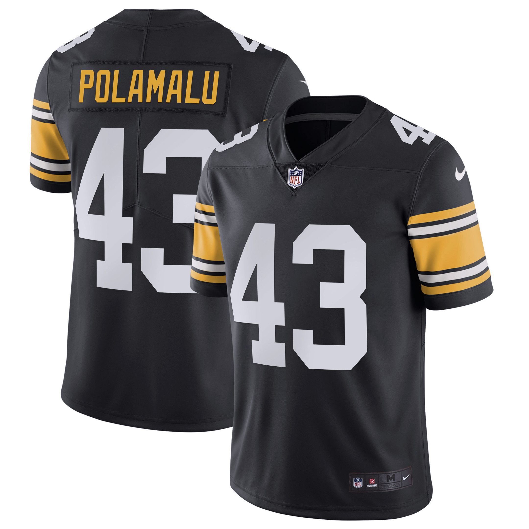 Troy Polamalu Men's Pittsburgh Steelers Alternate Vapor Untouchable Limited - Black - All Stitched Alternate Vapor Jersey - All Stitched