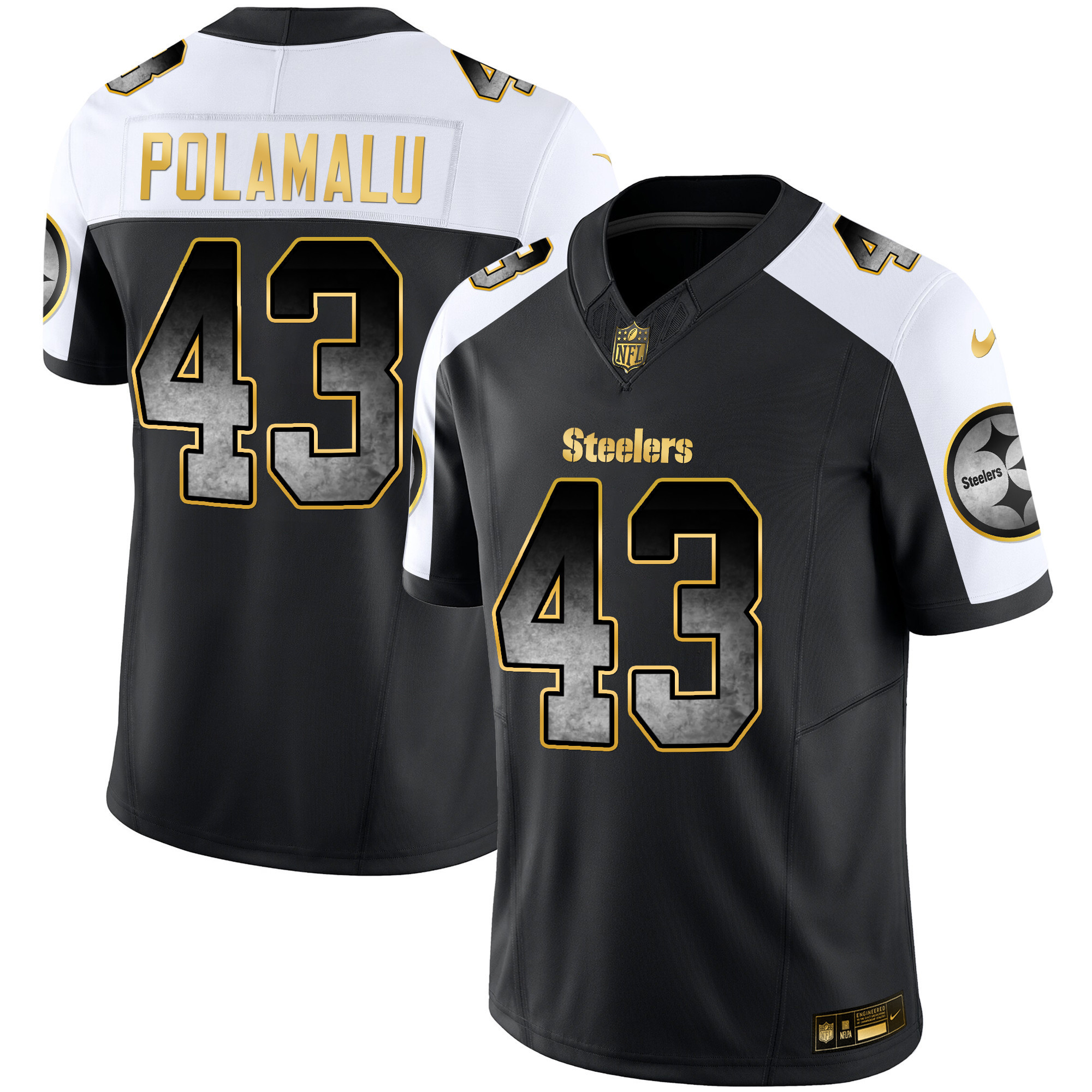 Troy Polamalu Men's Pittsburgh Steelers Arch Smoke Vapor Alternate Jersey - All Stitched