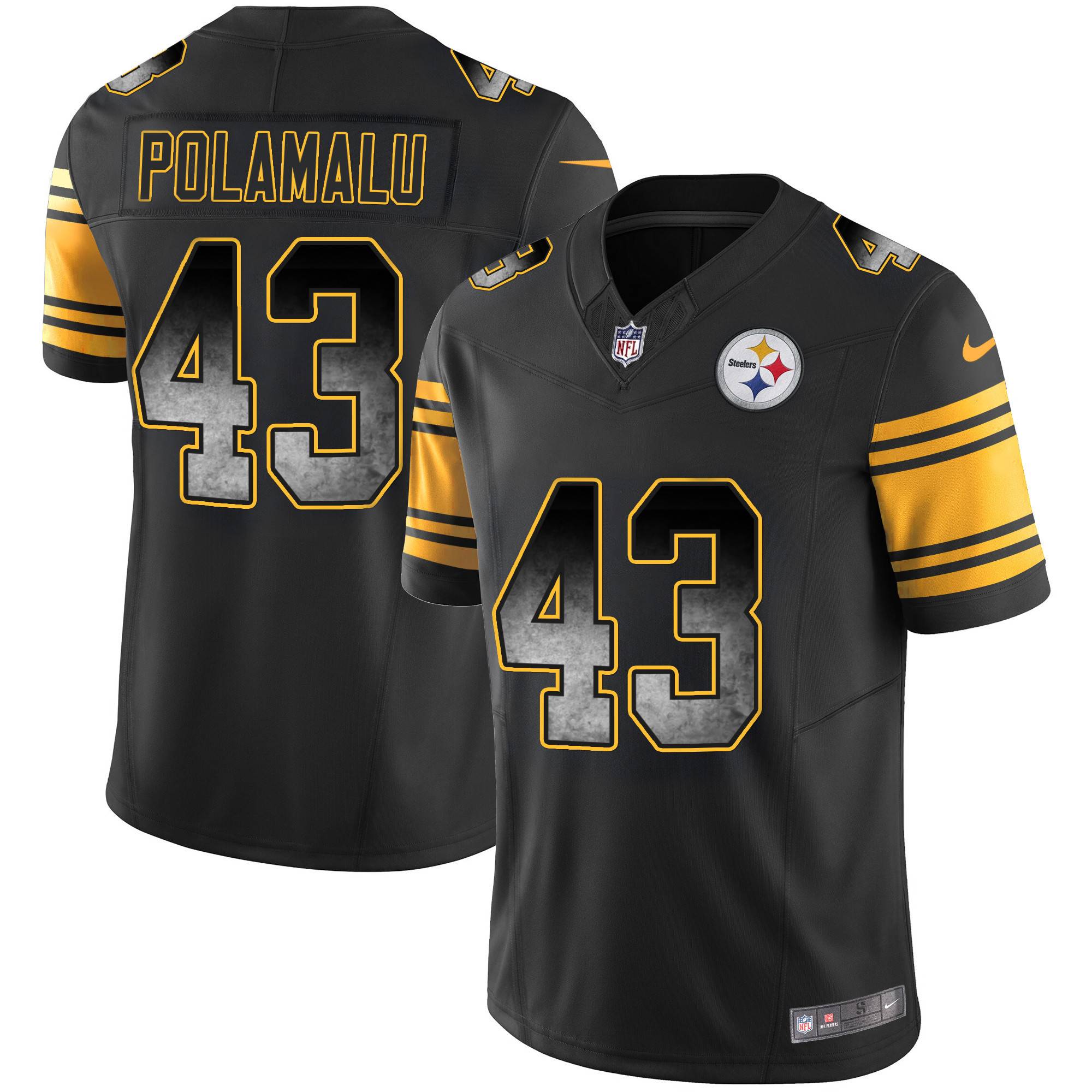 Troy Polamalu Men's Pittsburgh Steelers Arch Smoke Vapor Color Rush Jersey - All Stitched