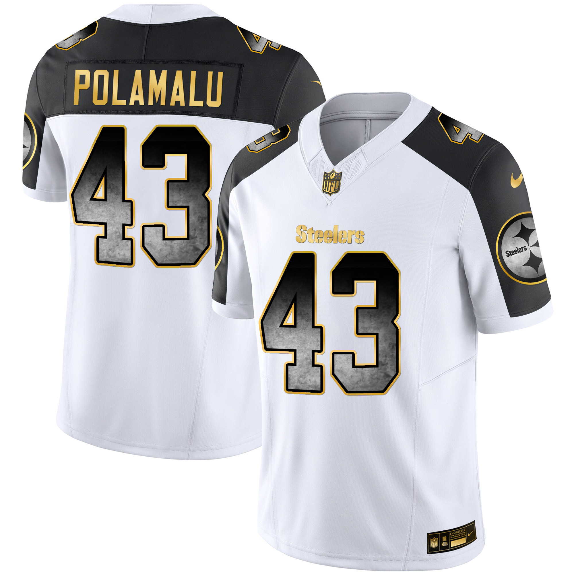 Troy Polamalu Men's Pittsburgh Steelers Arch Smoke Vapor Inverted Jersey - All Stitched