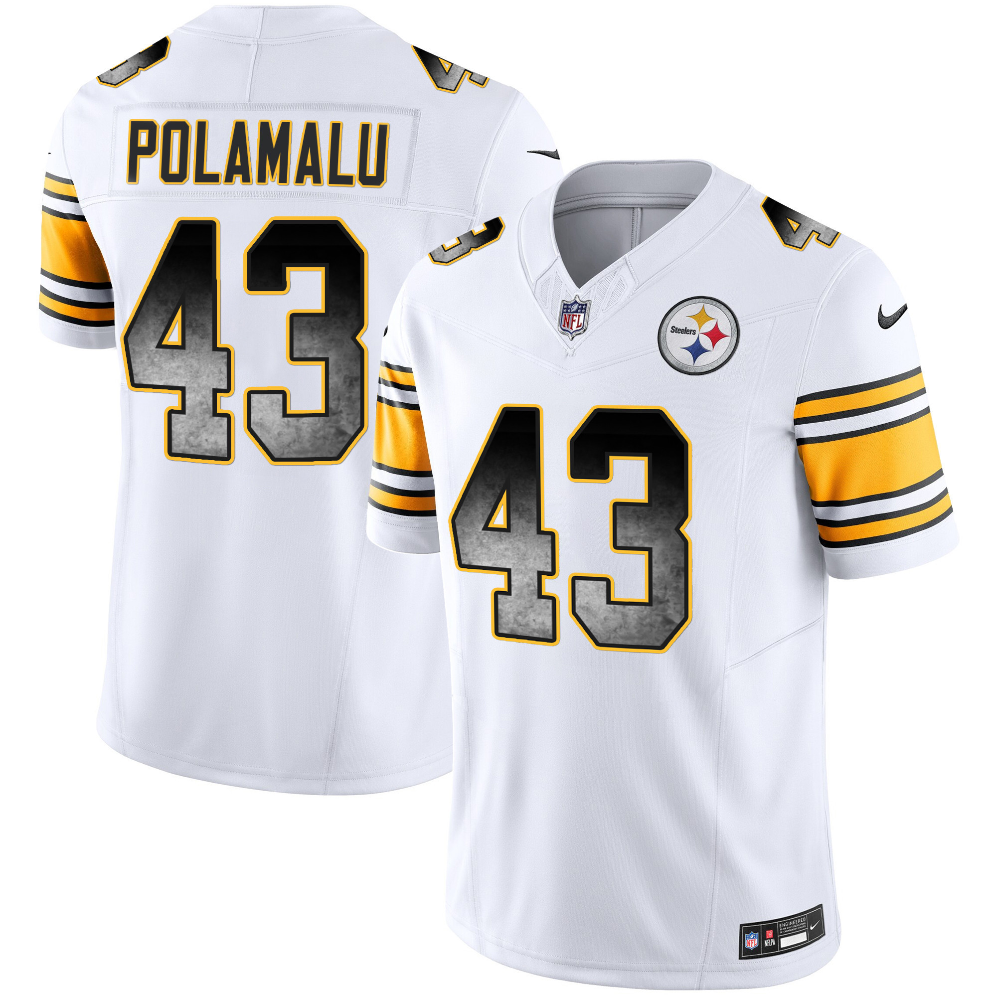 Troy Polamalu Men's Pittsburgh Steelers Arch Smoke Vapor White Jersey - All Stitched