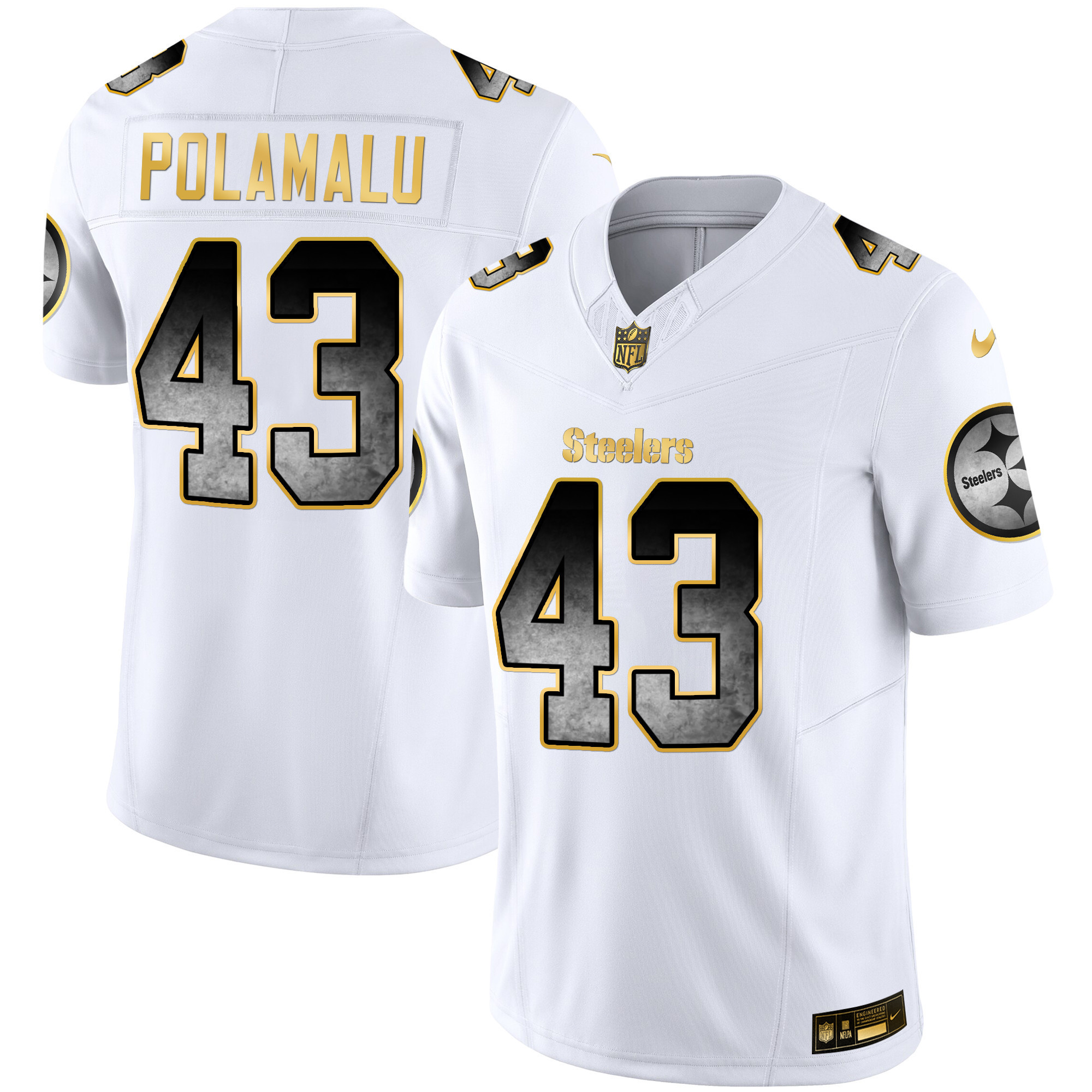 Troy Polamalu Men's Pittsburgh Steelers Arch Smoke Vapor White Jersey - All Stitched