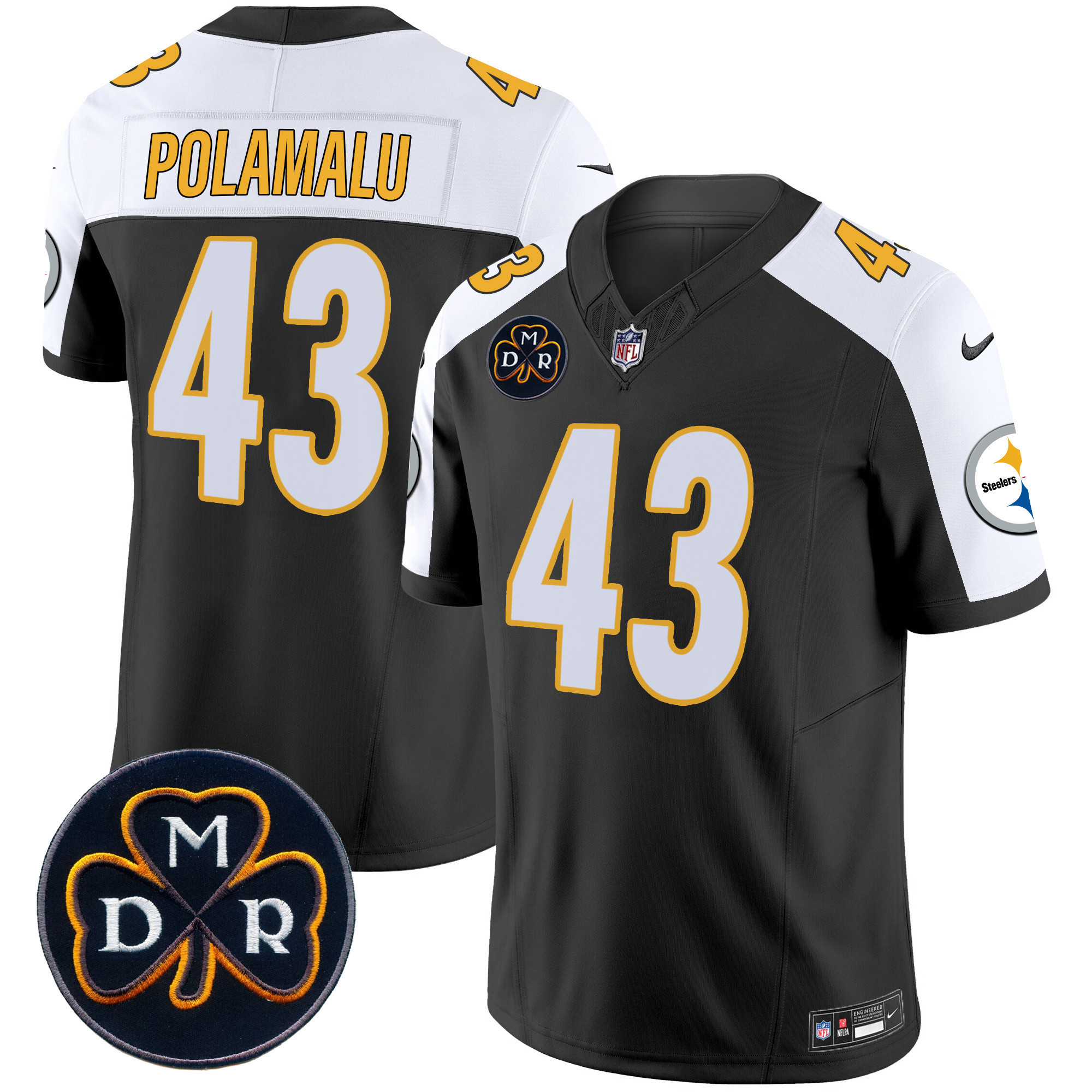Troy Polamalu Men's Pittsburgh Steelers DMR Patch Vapor Limited Black Alternate Jersey - All Stitched