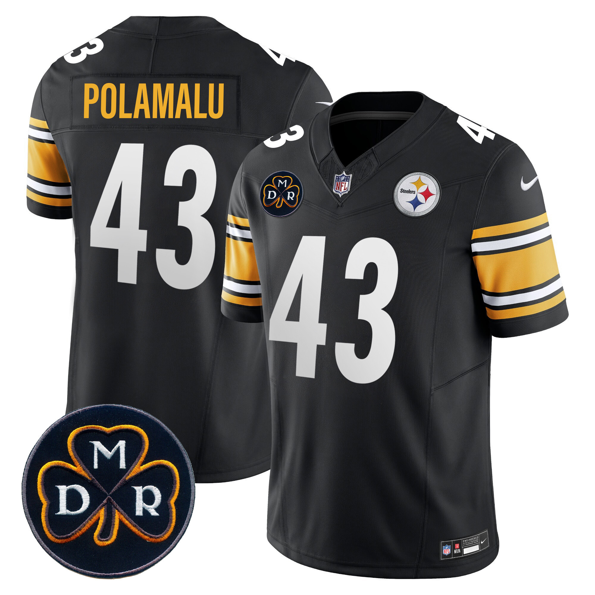 Troy Polamalu Men's Pittsburgh Steelers DMR Patch Vapor Limited Black Jersey - All Stitched