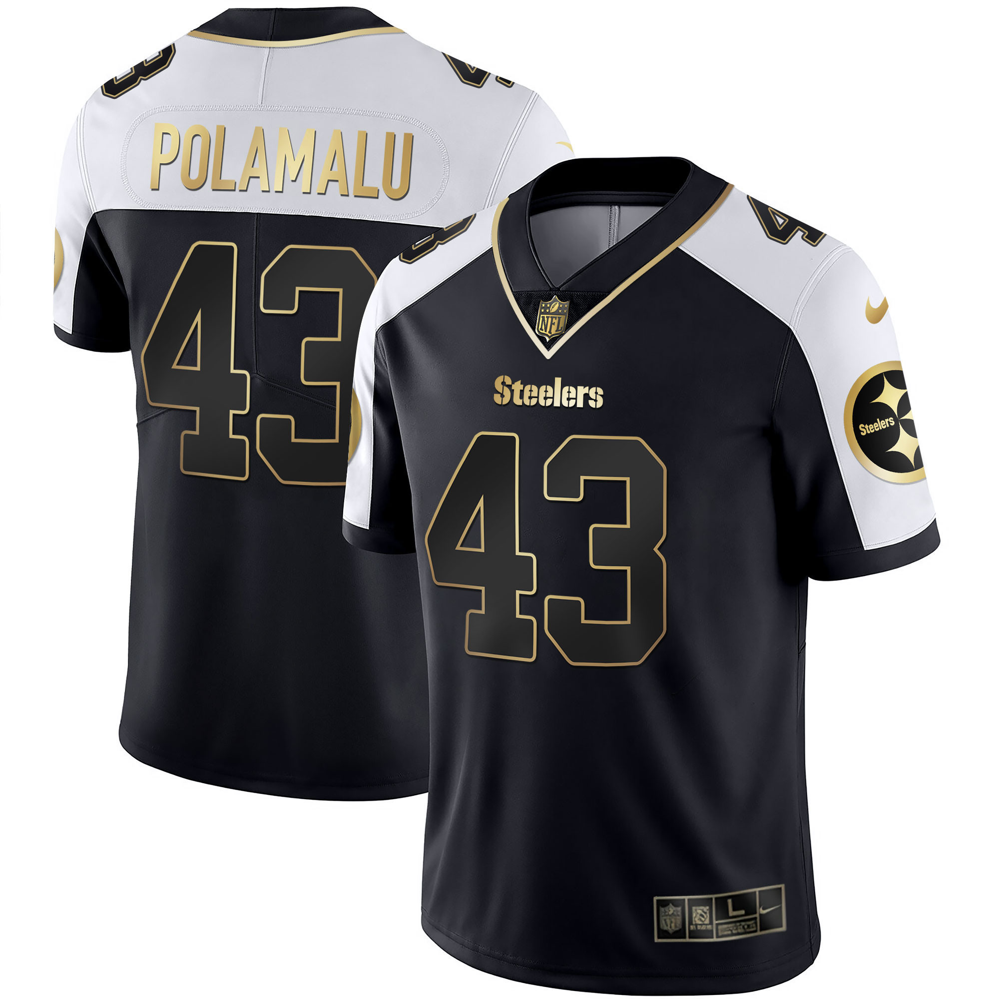 Troy Polamalu Men's Pittsburgh Steelers Gold & Split - All Stitched Alternate Jersey - All Stitched