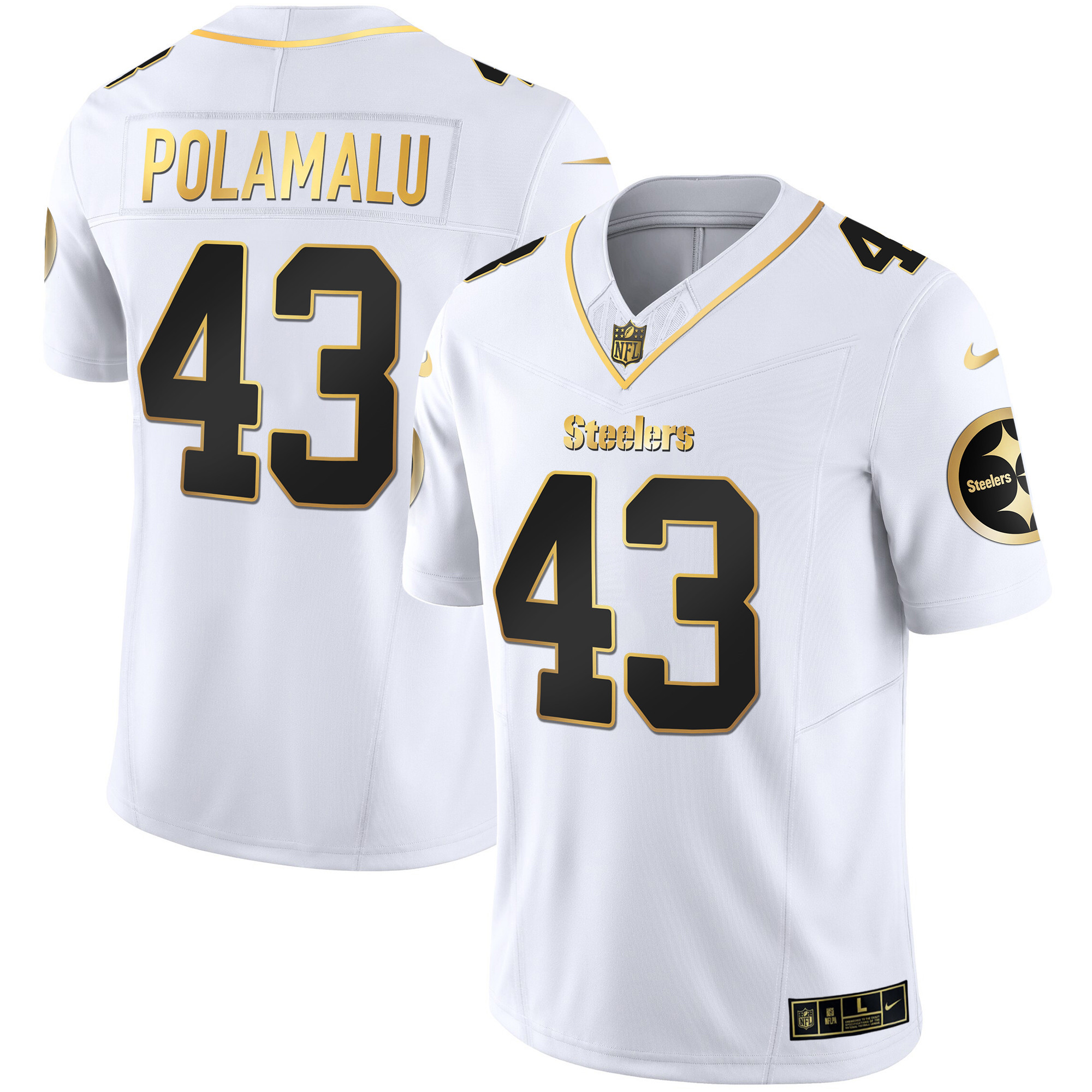 Troy Polamalu Men's Pittsburgh Steelers Gold Vapor White Gold Jersey - All Stitched