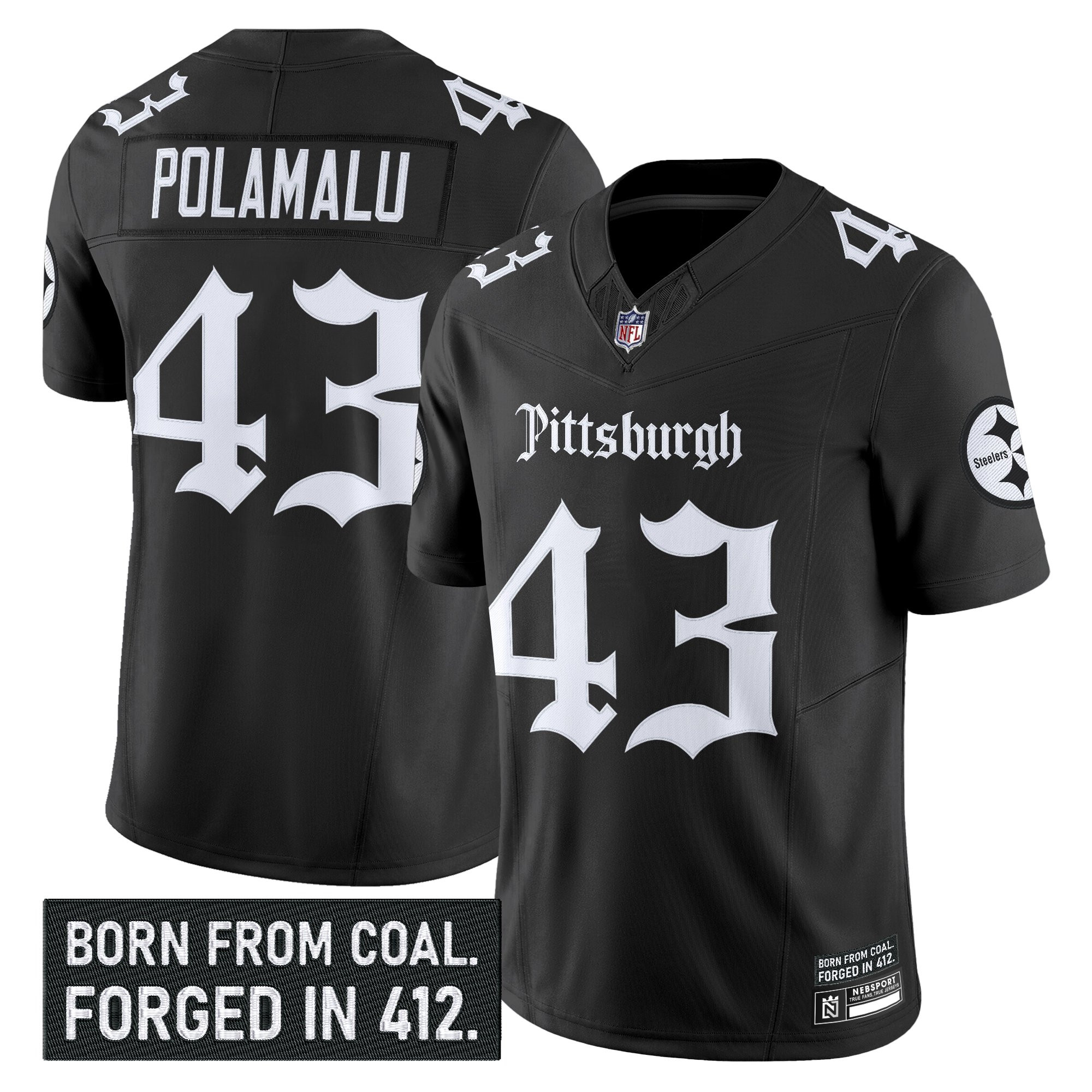 Troy Polamalu Men's Pittsburgh Steelers 'Gothic Steel City Edition' Vapor Limited Black Jersey - All Stitched