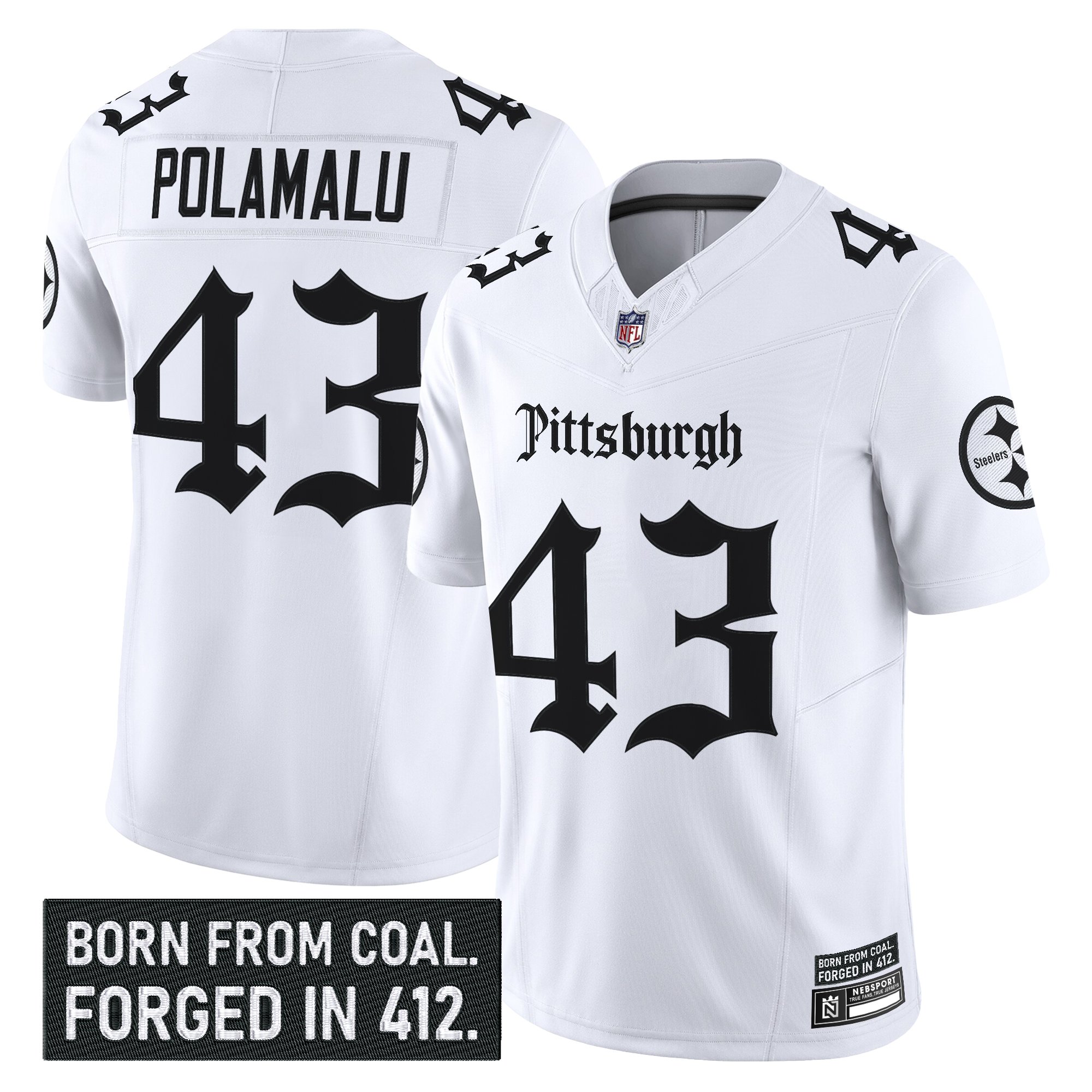 Troy Polamalu Men's Pittsburgh Steelers 'Gothic Steel City Edition' Vapor Limited White Jersey - All Stitched