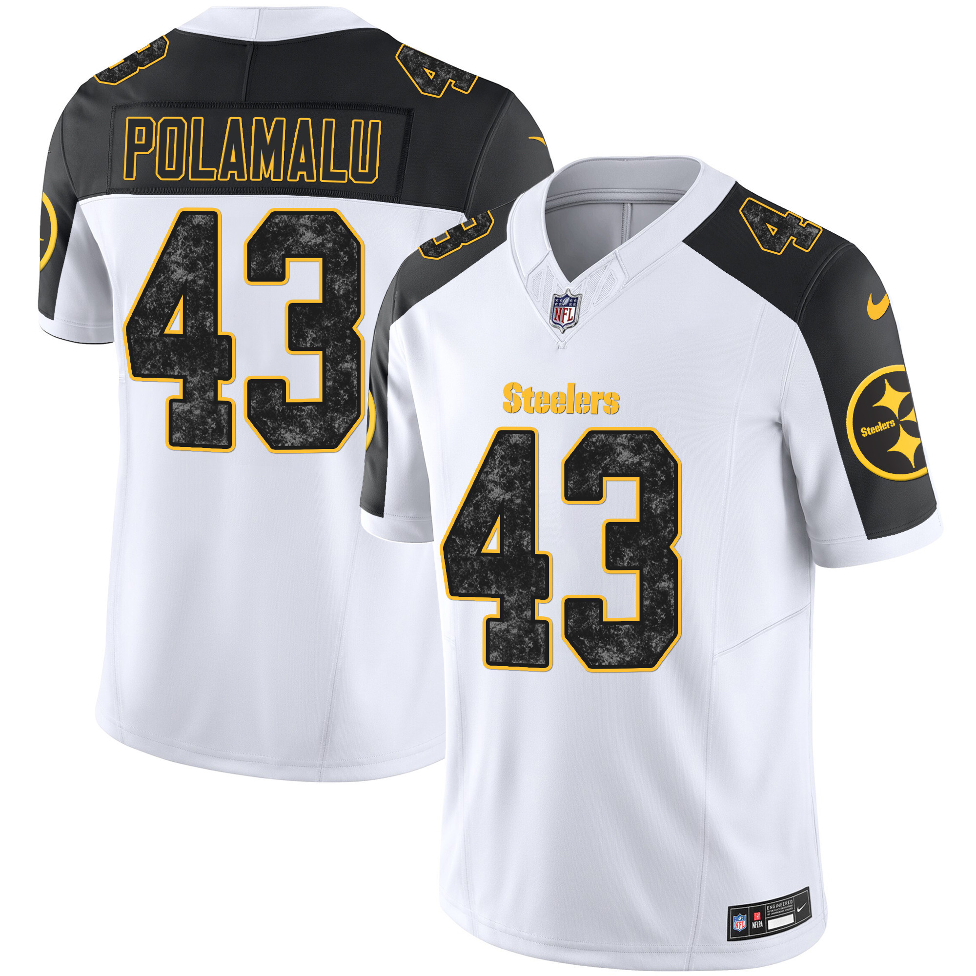 Troy Polamalu Men's Pittsburgh Steelers Grunge Vapor Limited Inverted Jersey - All Stitched