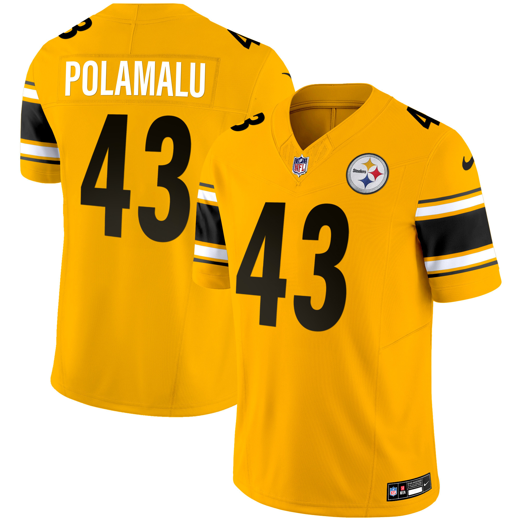 Troy Polamalu Men's Pittsburgh Steelers Vapor Limited Gold Jersey - All Stitched