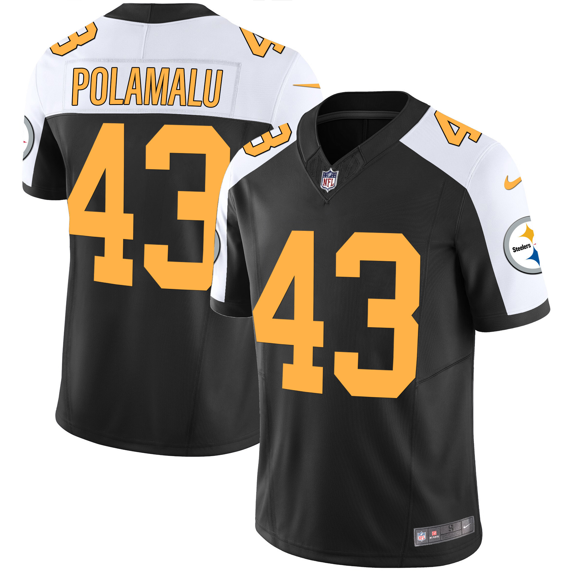 Troy Polamalu Men's Pittsburgh Steelers Vapor Limited Rush Alternate Jersey - All Stitched