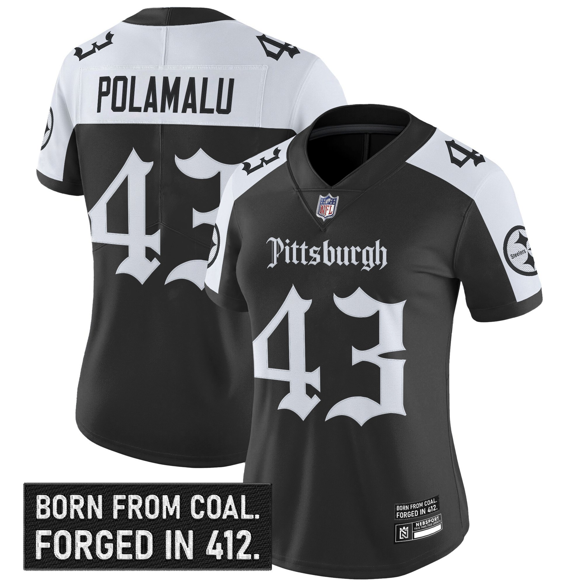 Troy Polamalu Women's Pittsburgh Steelers 'Gothic Steel City Edition' Vapor Limited Alternate Jersey - All Stitched
