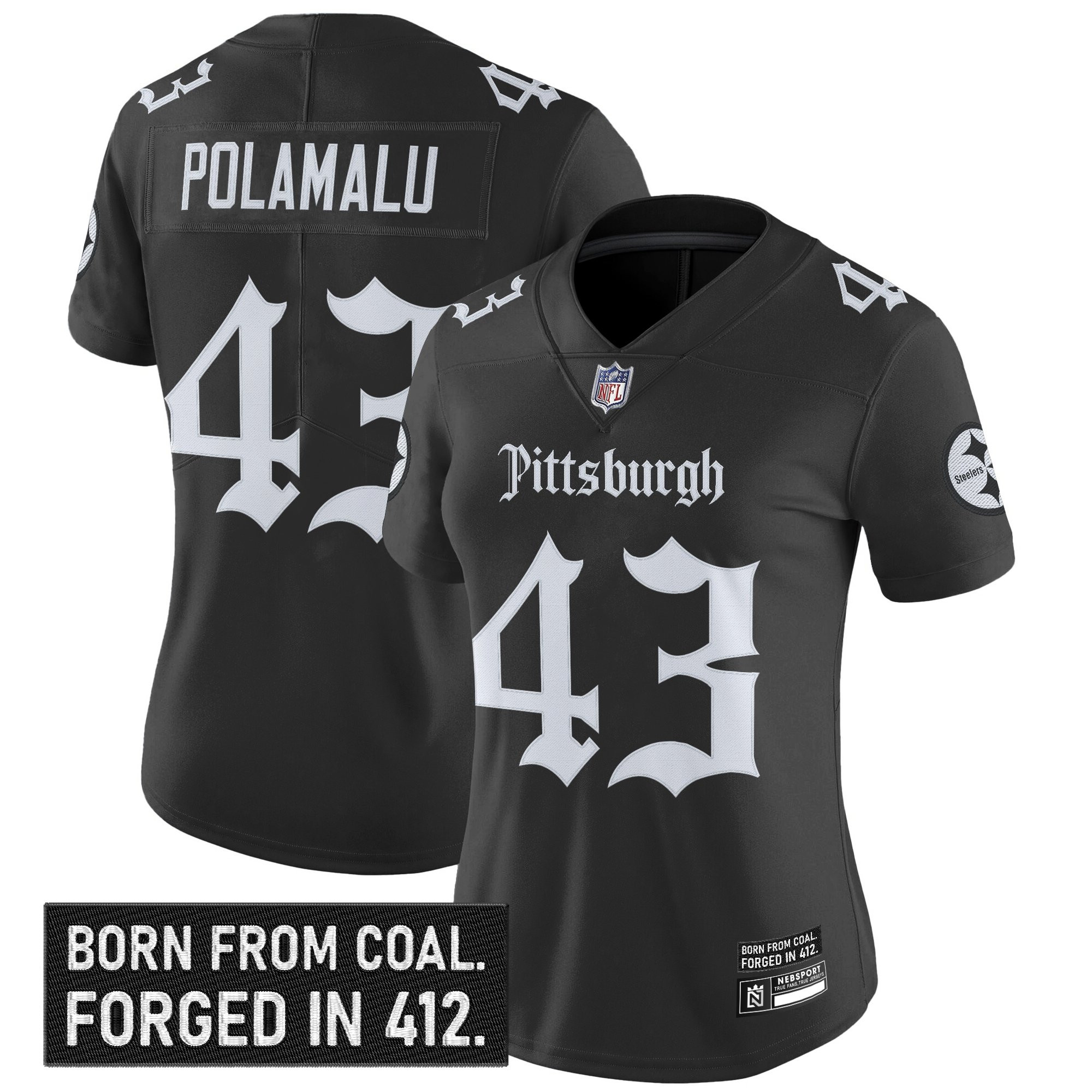 Troy Polamalu Women's Pittsburgh Steelers 'Gothic Steel City Edition' Vapor Limited Black Jersey - All Stitched