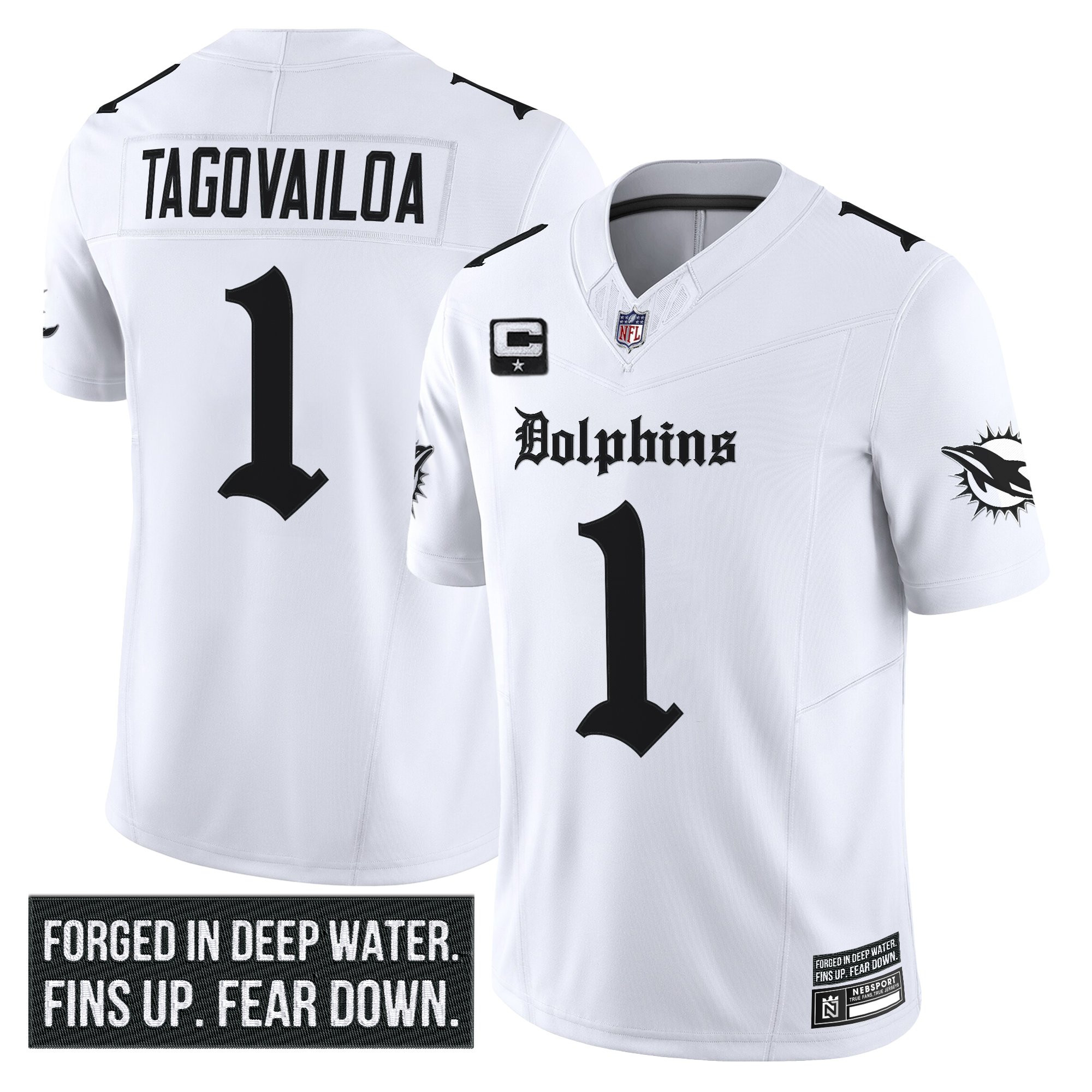 Tua Tagovailoa Men's Miami Dolphins 'Gothic Deep Water Edition' Vapor Limited White Jersey - All Stitched