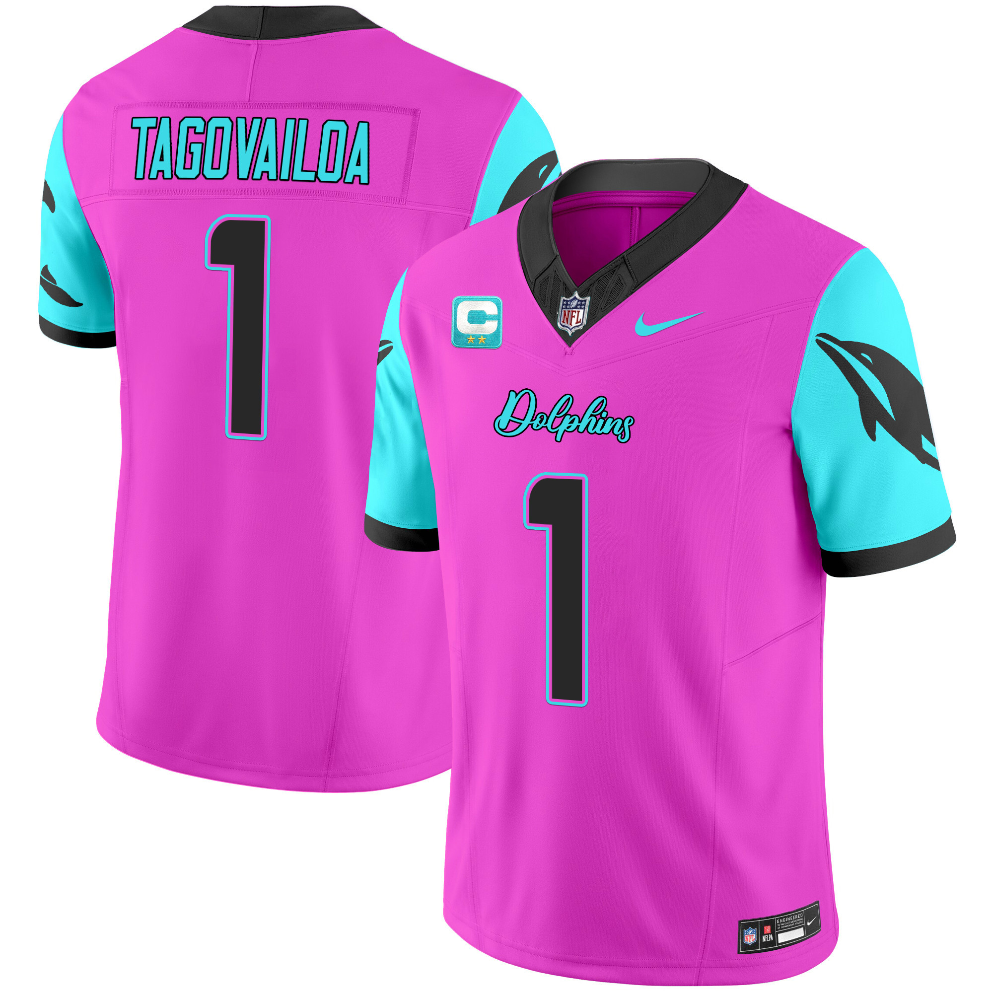 Tua Tagovailoa Men's Miami Dolphins "Miami Vice" Vapor Limited Pink Jersey - All Stitched