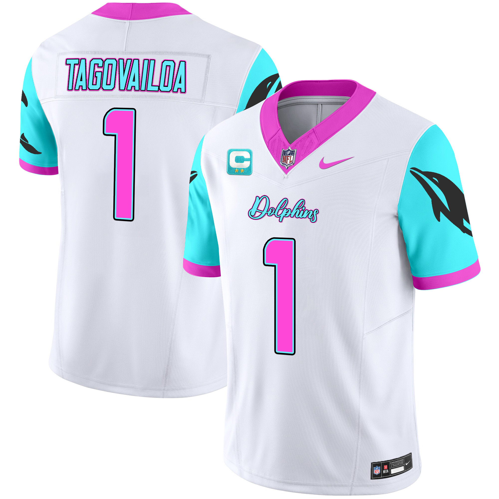 Tua Tagovailoa Men's Miami Dolphins "Miami Vice" Vapor Limited White Jersey - All Stitched