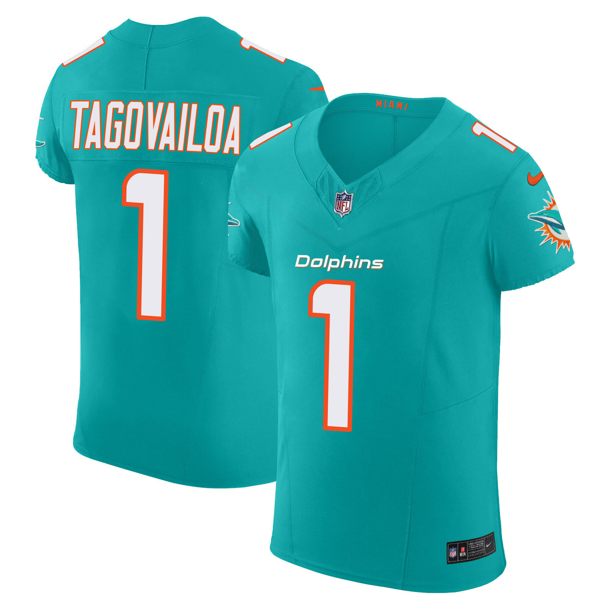 Tua Tagovailoa Men's Miami Dolphins Vapor Elite Aqua Jersey - All Stitched