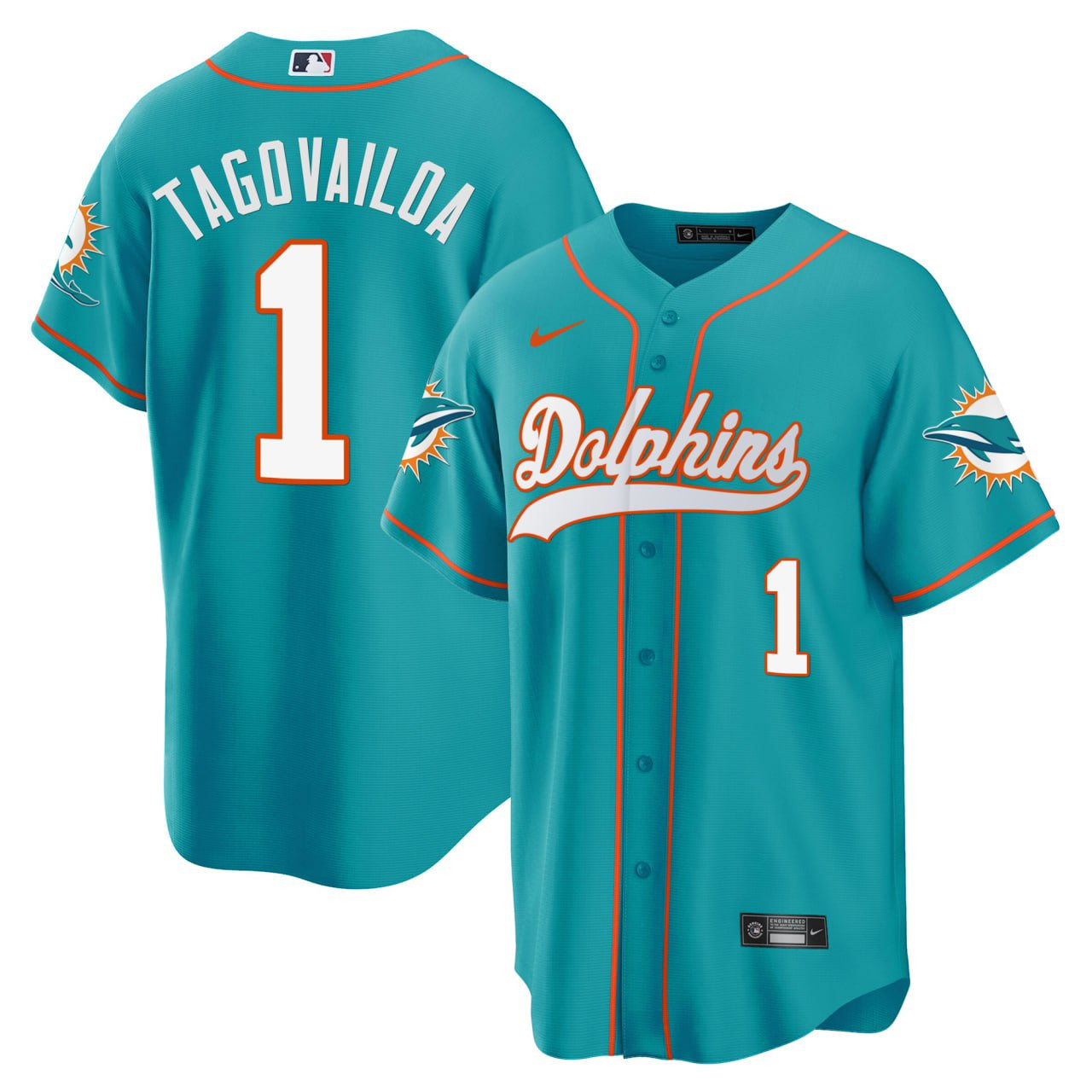 Tua Tagovailoa Men's Tua Tagovailoa Miami Dolphins Baseball Teal Aqua Jersey - All Stitched