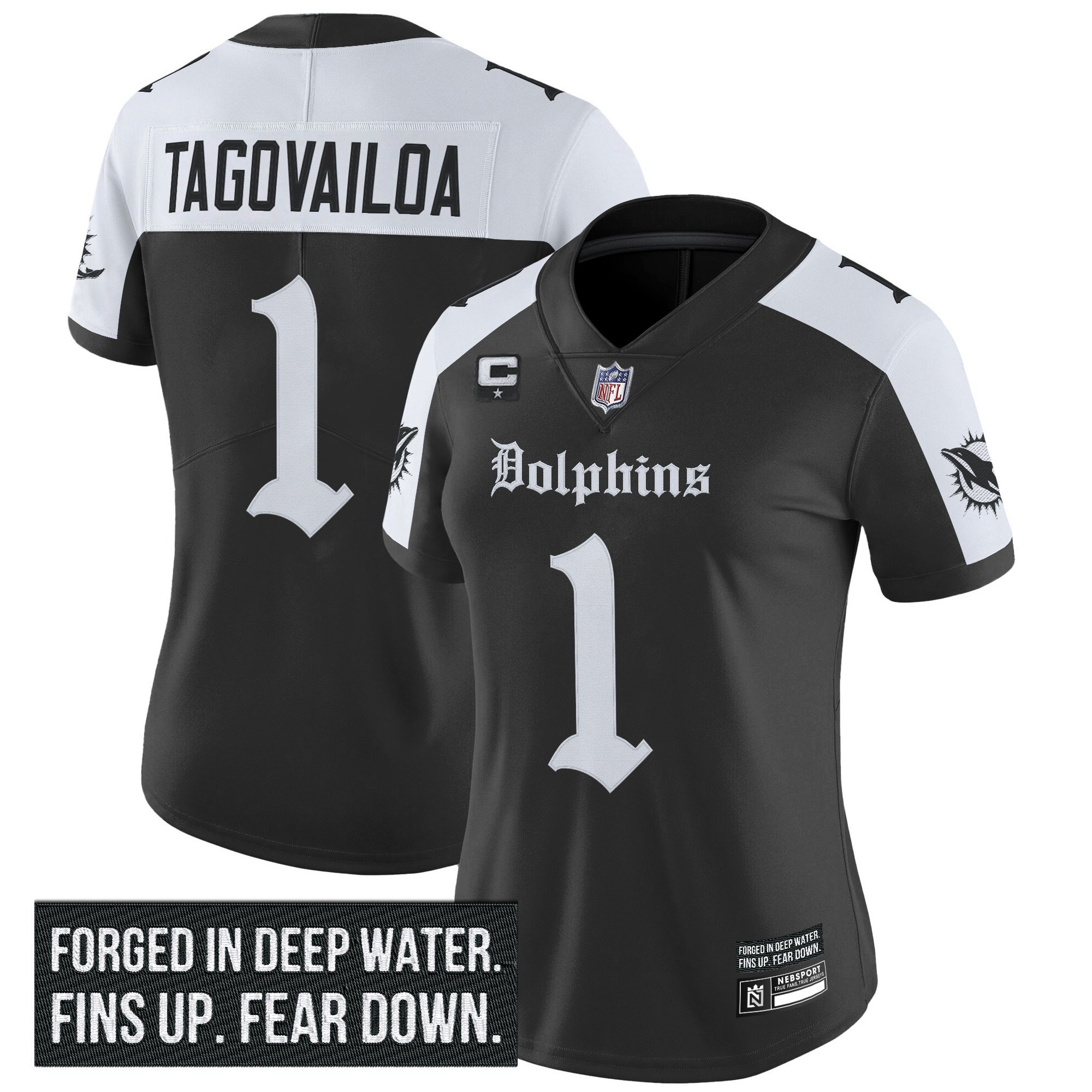 Tua Tagovailoa Women's Miami Dolphins 'Gothic Deep Water Edition' Vapor Limited Alternate Jersey - All Stitched