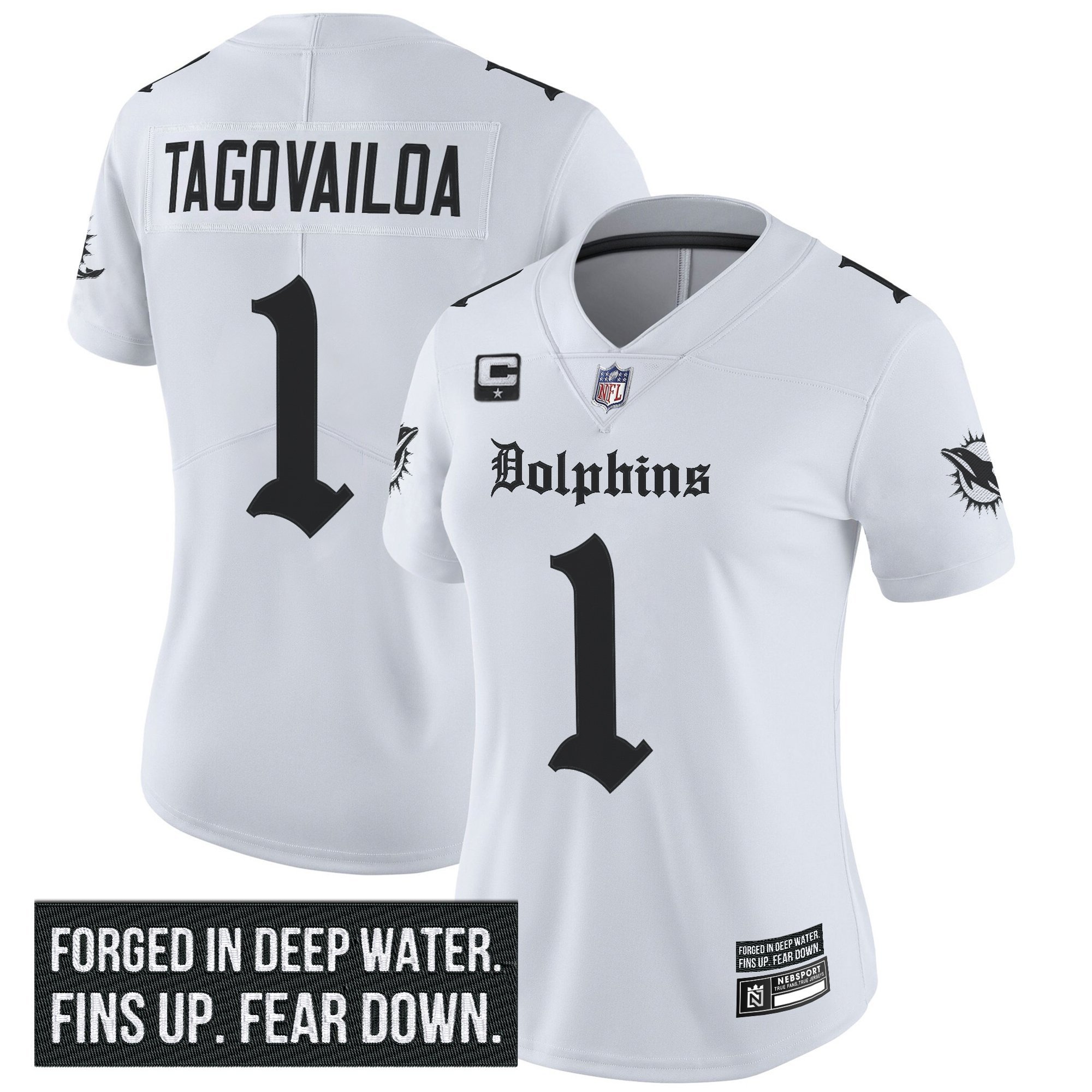 Tua Tagovailoa Women's Miami Dolphins 'Gothic Deep Water Edition' Vapor Limited White Jersey - All Stitched