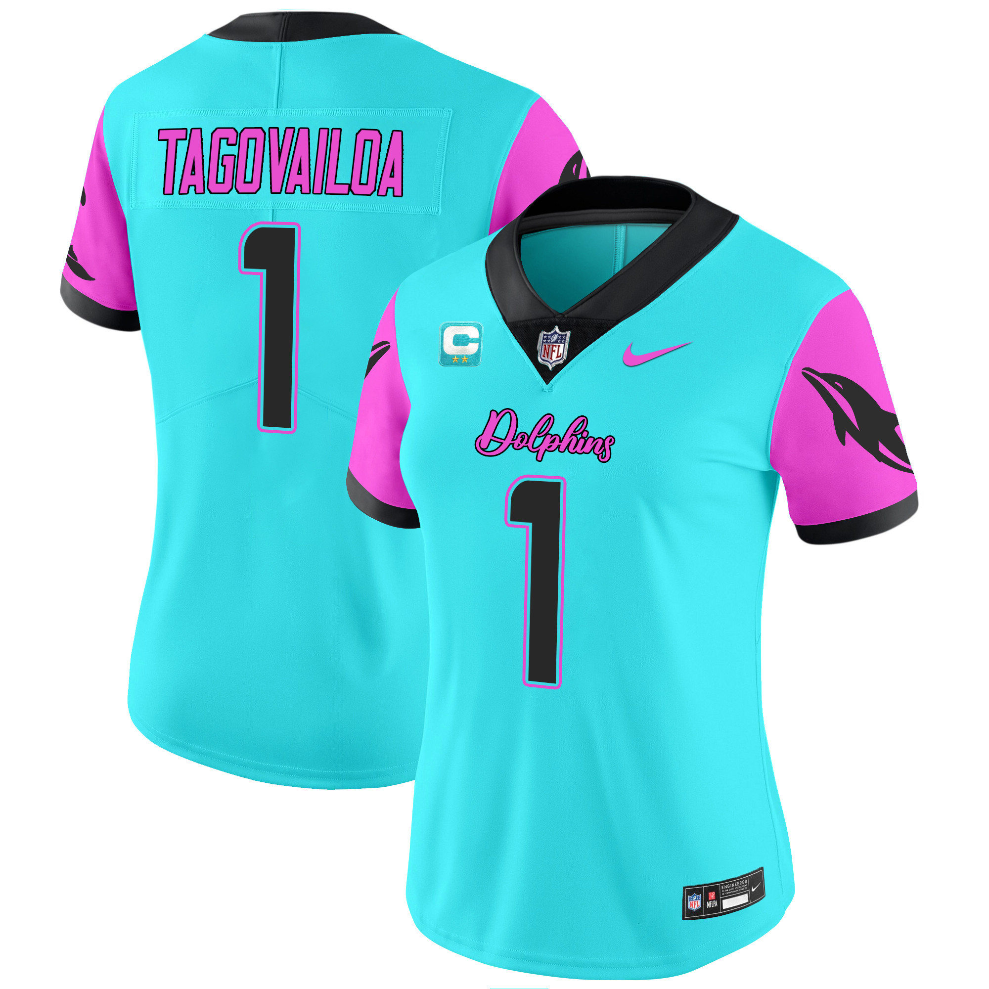 Tua Tagovailoa Women's Miami Dolphins Miami Vice Vapor Limited Aqua Jersey - All Stitched