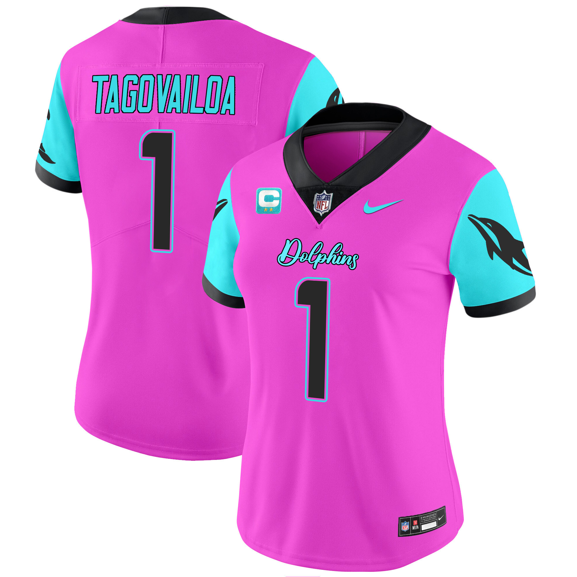 Tua Tagovailoa Women's Miami Dolphins Miami Vice Vapor Limited Pink Jersey - All Stitched