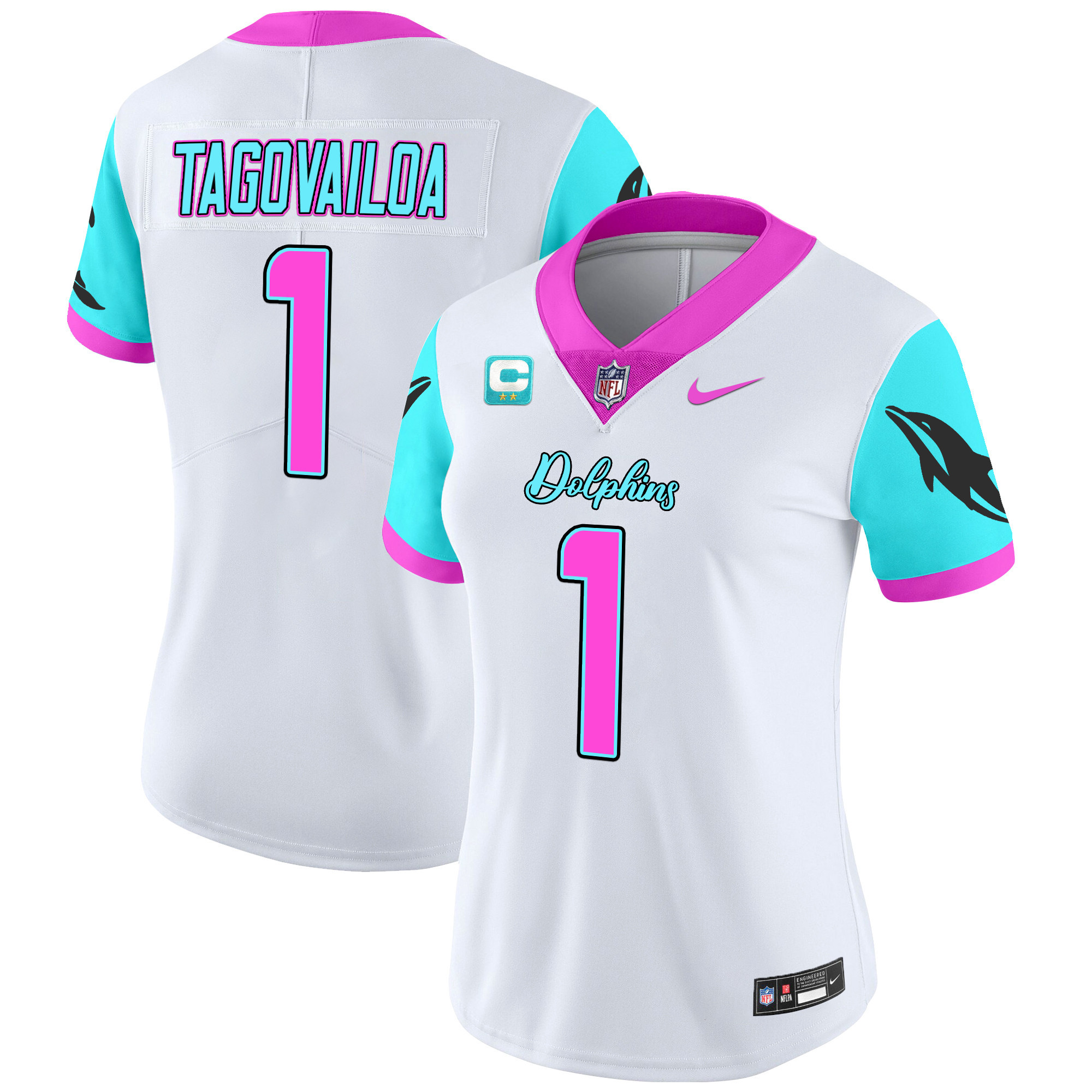 Tua Tagovailoa Women's Miami Dolphins Miami Vice Vapor Limited White Jersey - All Stitched