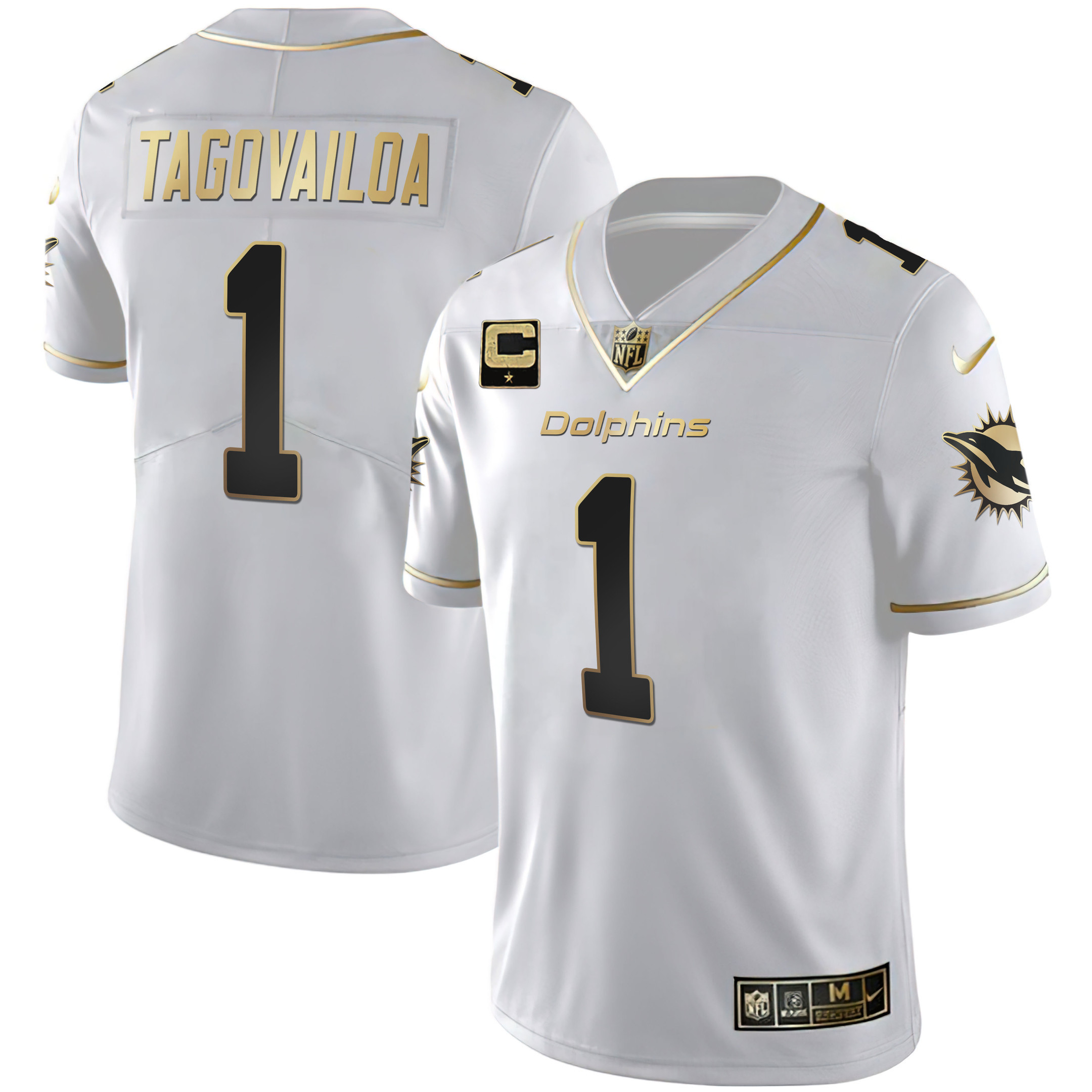 Tua Tagovailoa Women's Miami Dolphins White Gold & Black Gold White Gold Jersey - All Stitched