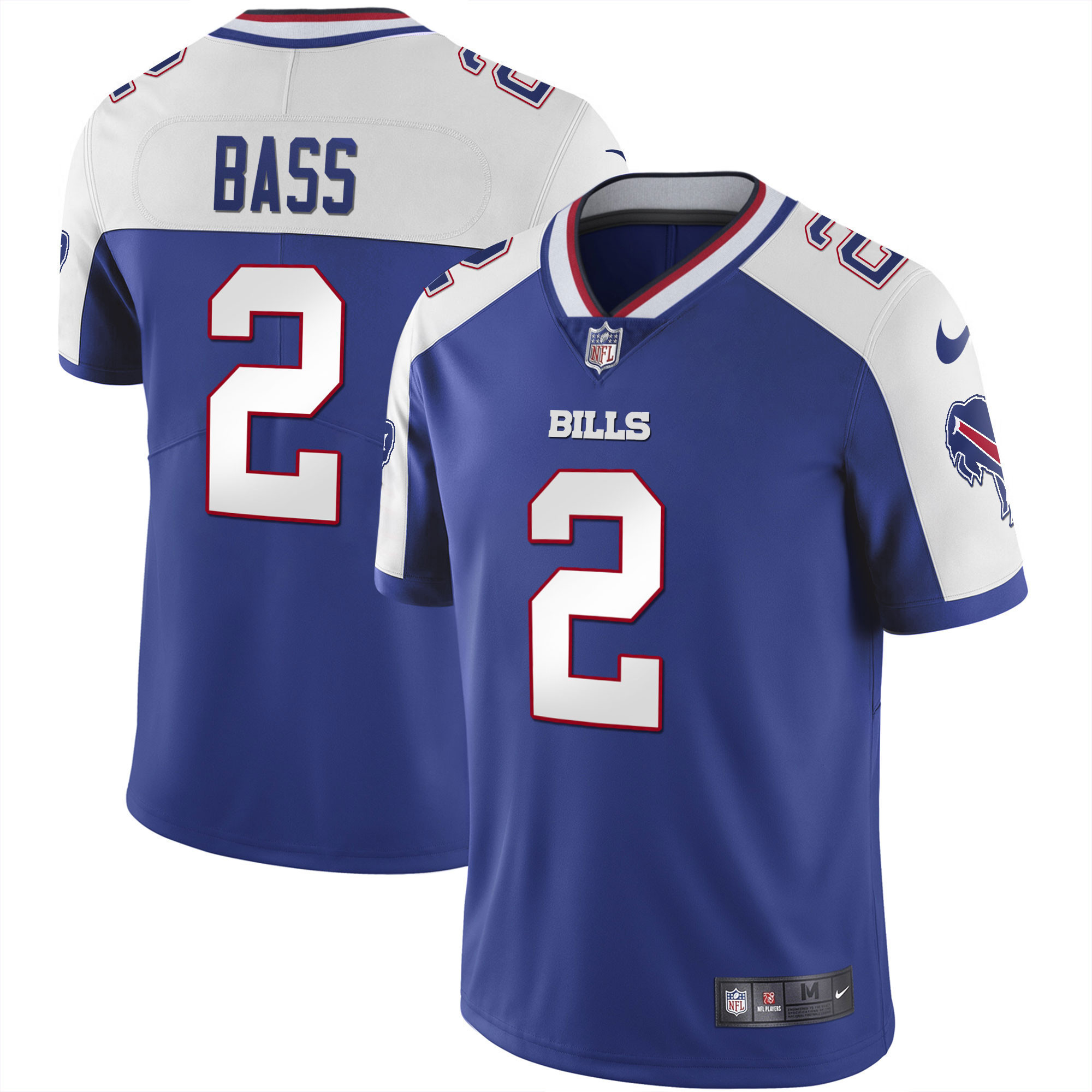 Tyler Bass Men's Buffalo Bills Alternate Vapor Black Gold & Black Inverted Limited - All Stitched Royal White Jersey - All Stitched