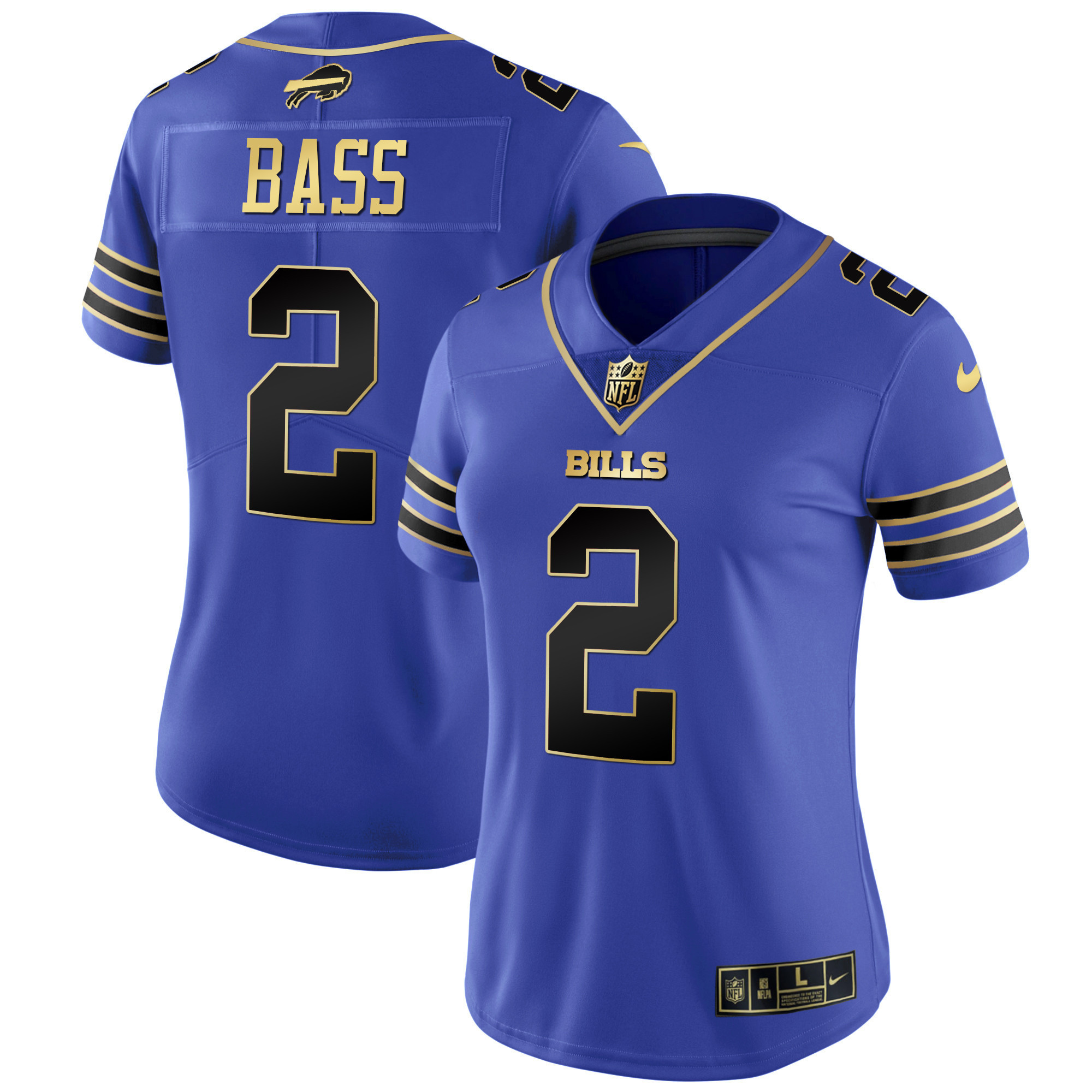 Tyler Bass Women's Buffalo Bills Black Red Vapor Royal Black Jersey - All Stitched