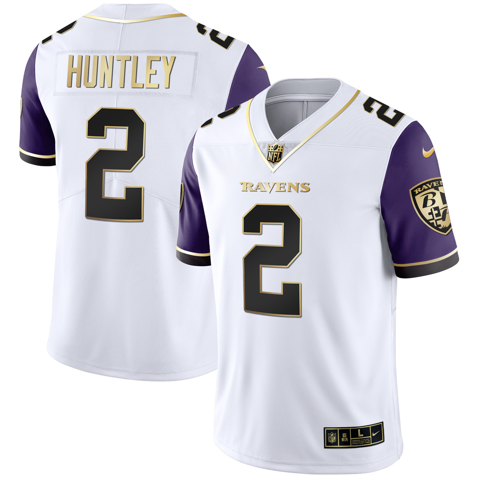 Tyler Huntley Men's Baltimore Ravens Gold Vapor Color Sleeve Jersey - All Stitched