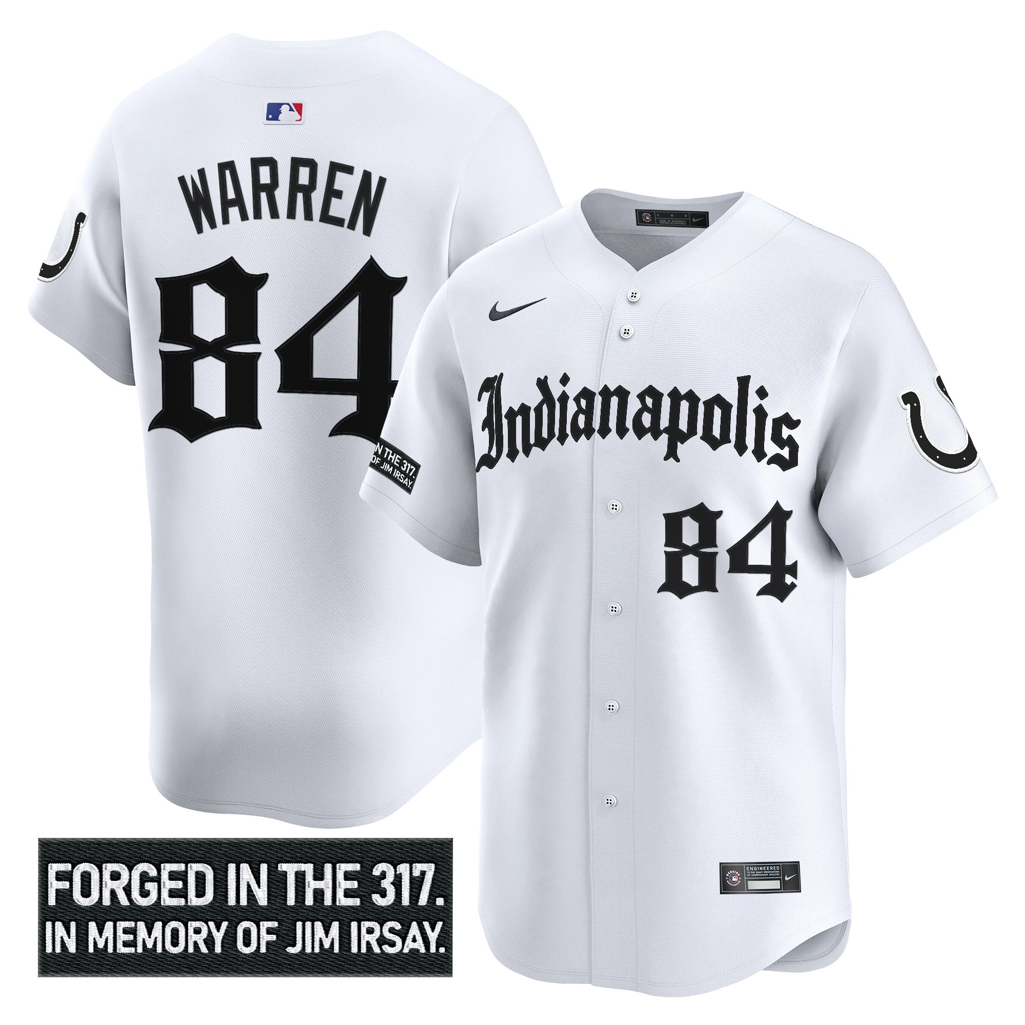 Tyler Warren Men's Indianapolis Colts 'Jim Irsay Tribute' Vapor Baseball White Jersey - All Stitched