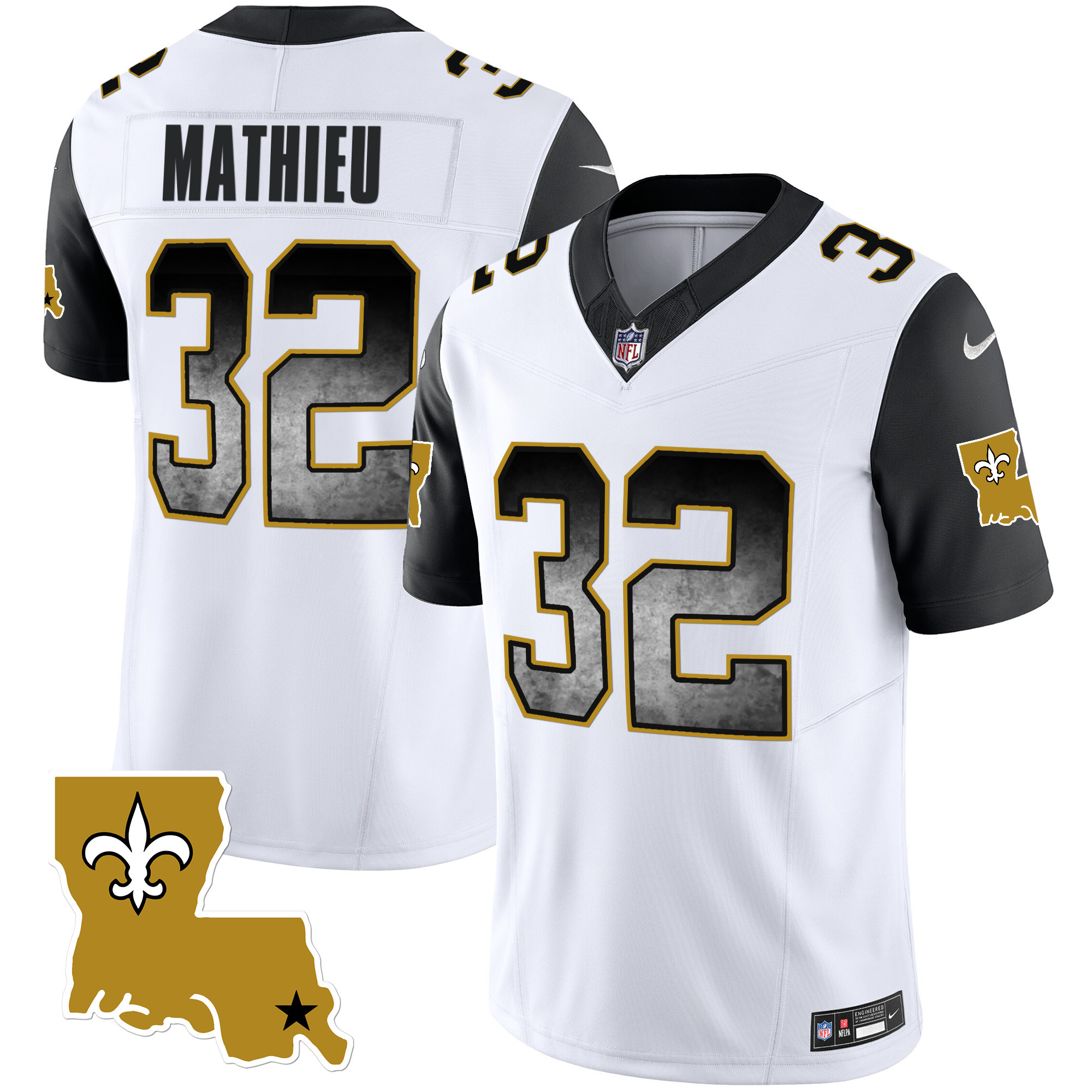Tyrann Mathieu Men's New Orleans Saints 1987 Legacy Arch Smoke Black Sleeves Jersey - All Stitched