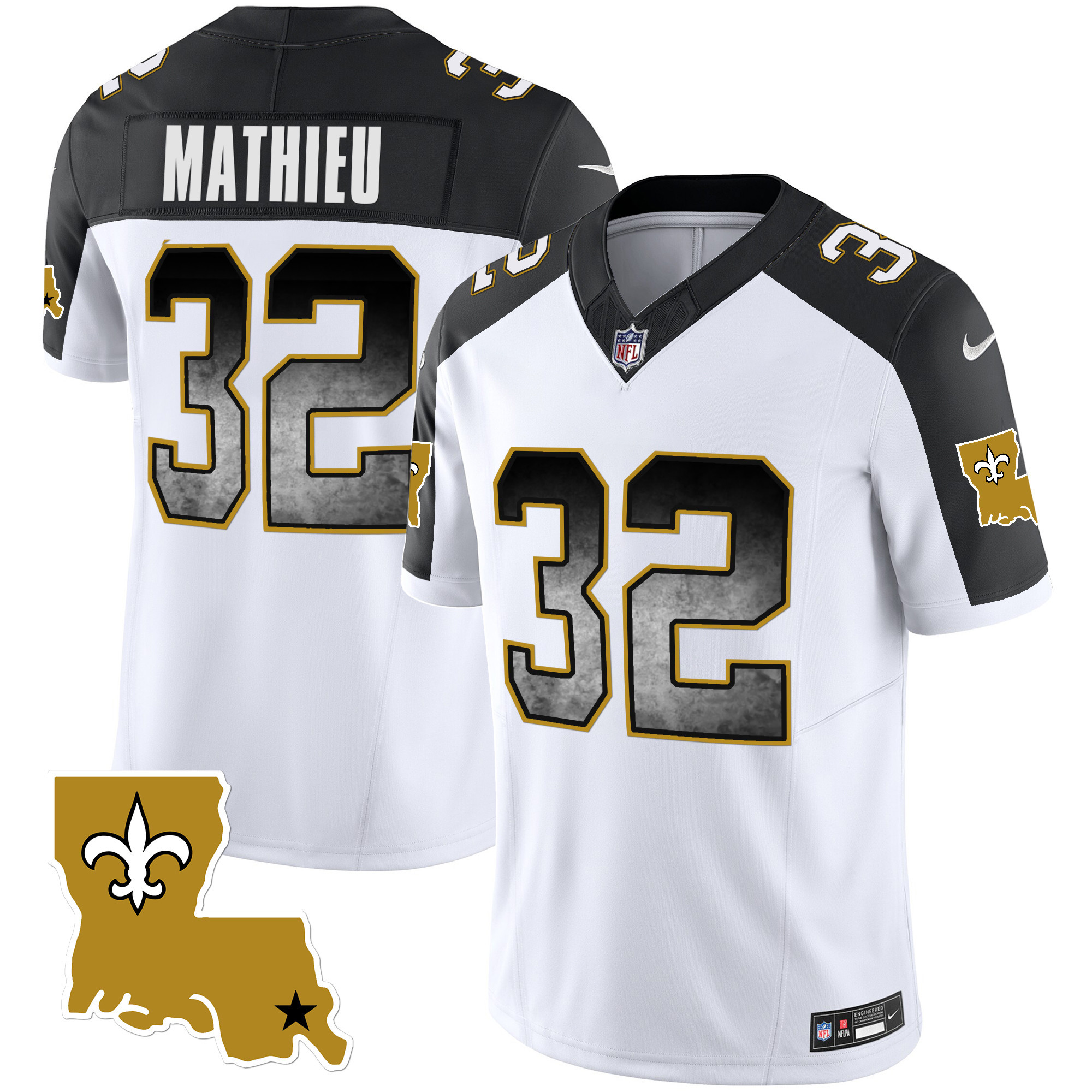 Tyrann Mathieu Men's New Orleans Saints 1987 Legacy Arch Smoke Inverted Jersey - All Stitched