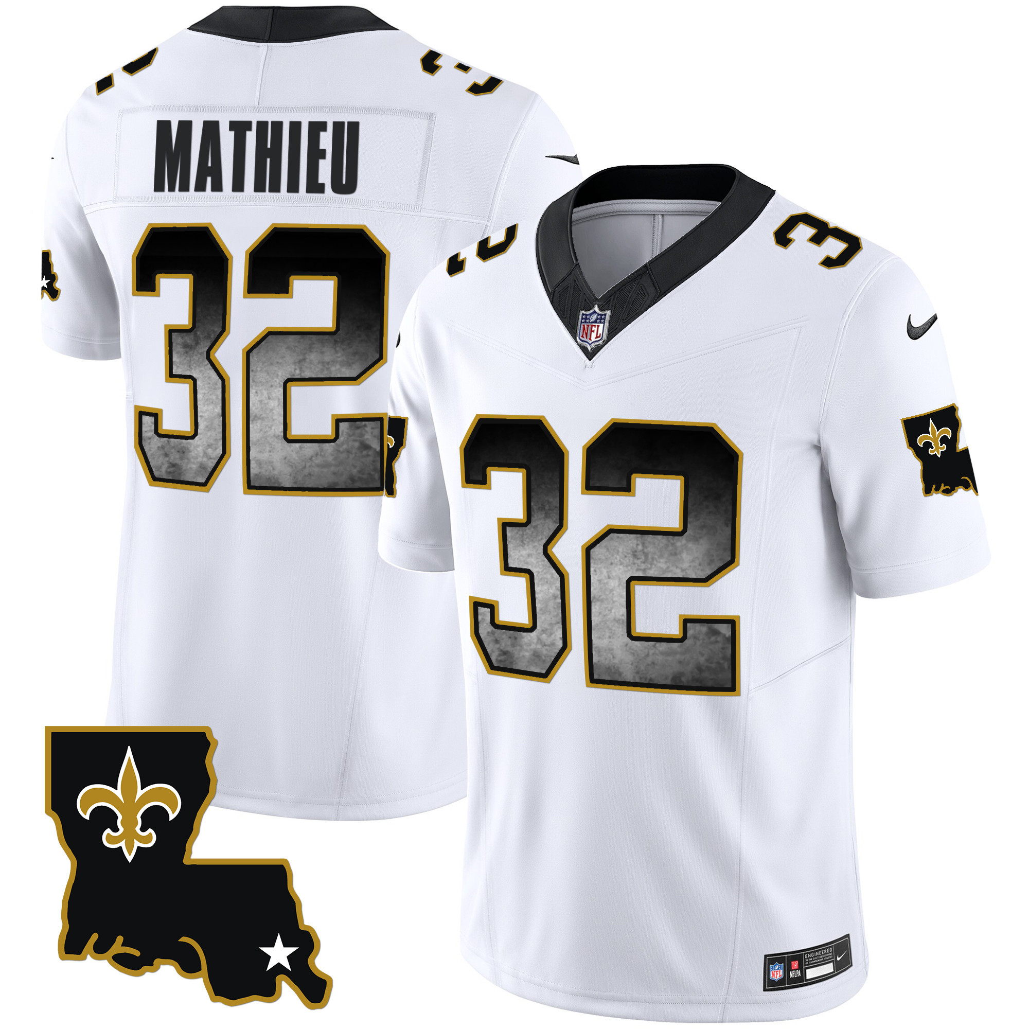 Tyrann Mathieu Men's New Orleans Saints 1987 Legacy Arch Smoke White Jersey - All Stitched