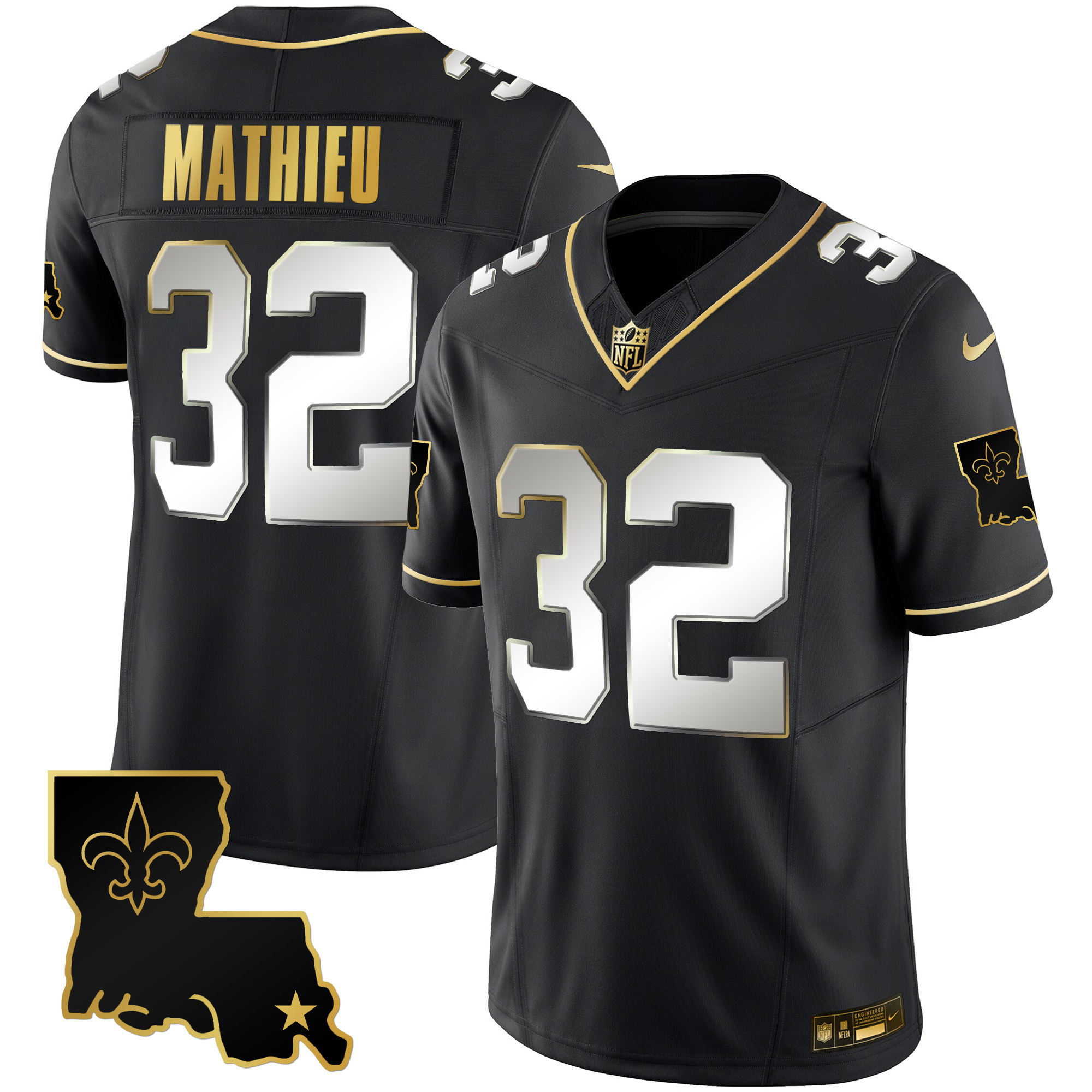 Tyrann Mathieu Men's New Orleans Saints 1987 Legacy Gold Vapor Black Limited Jersey - All Stitched