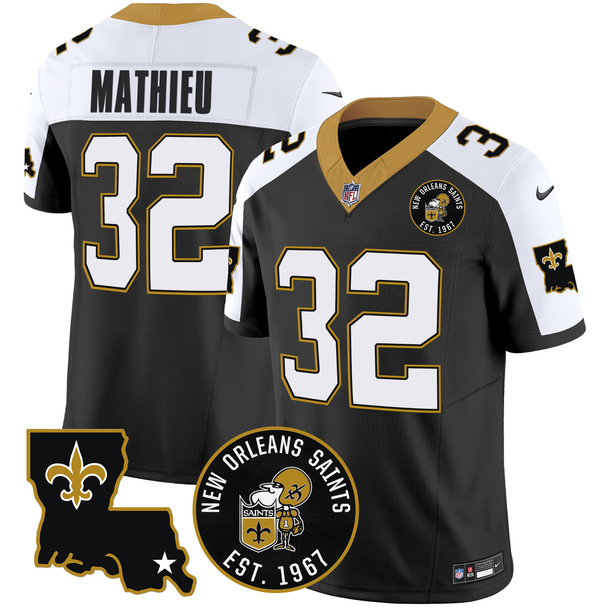 Tyrann Mathieu Men's New Orleans Saints EST. 1967 Patch Vapor Alternate Jersey - All Stitched