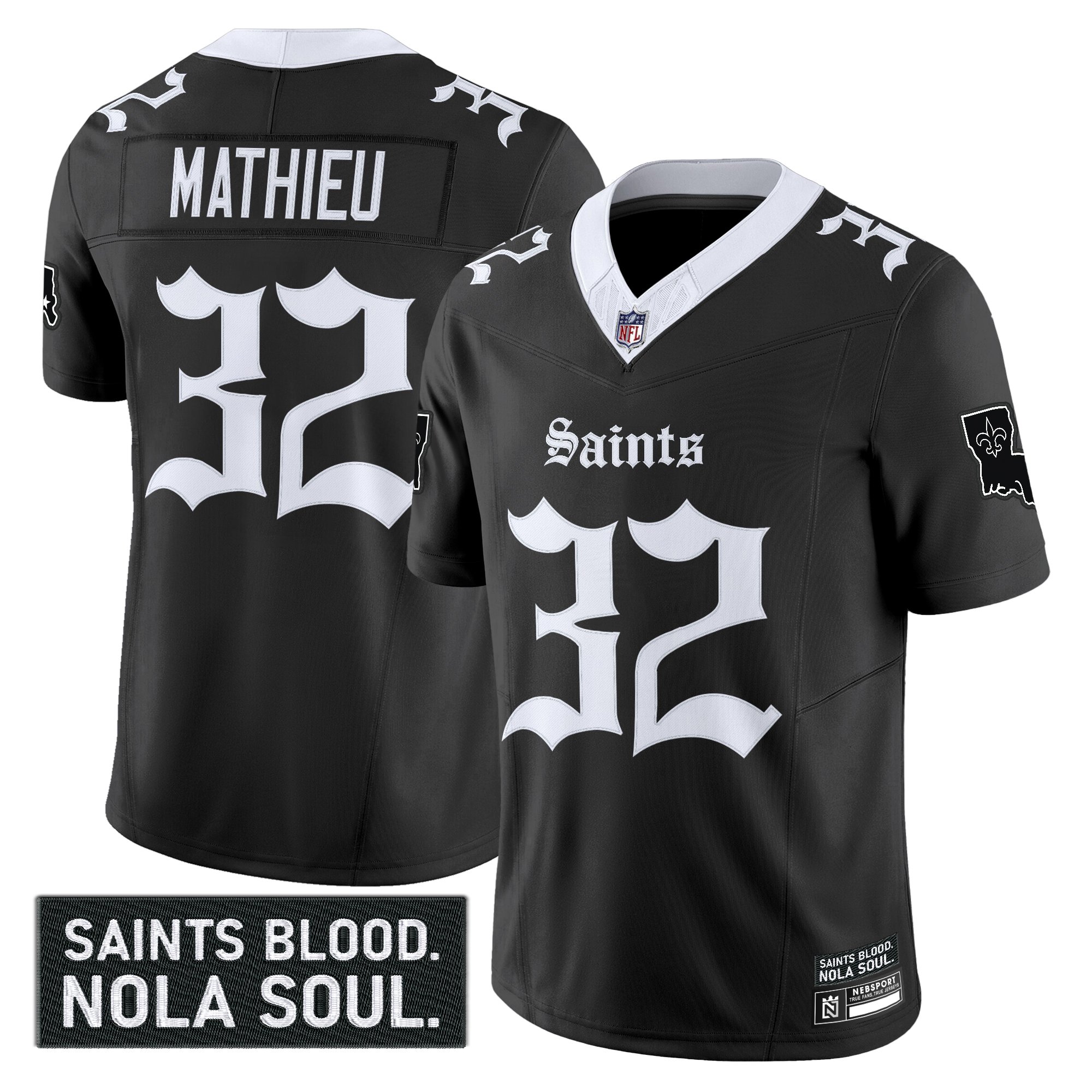 Tyrann Mathieu Men's New Orleans Saints 'Gothic Vieux CarrÃƒÆ’Ã‚Â© Edition' Vapor Black Jersey - All Stitched