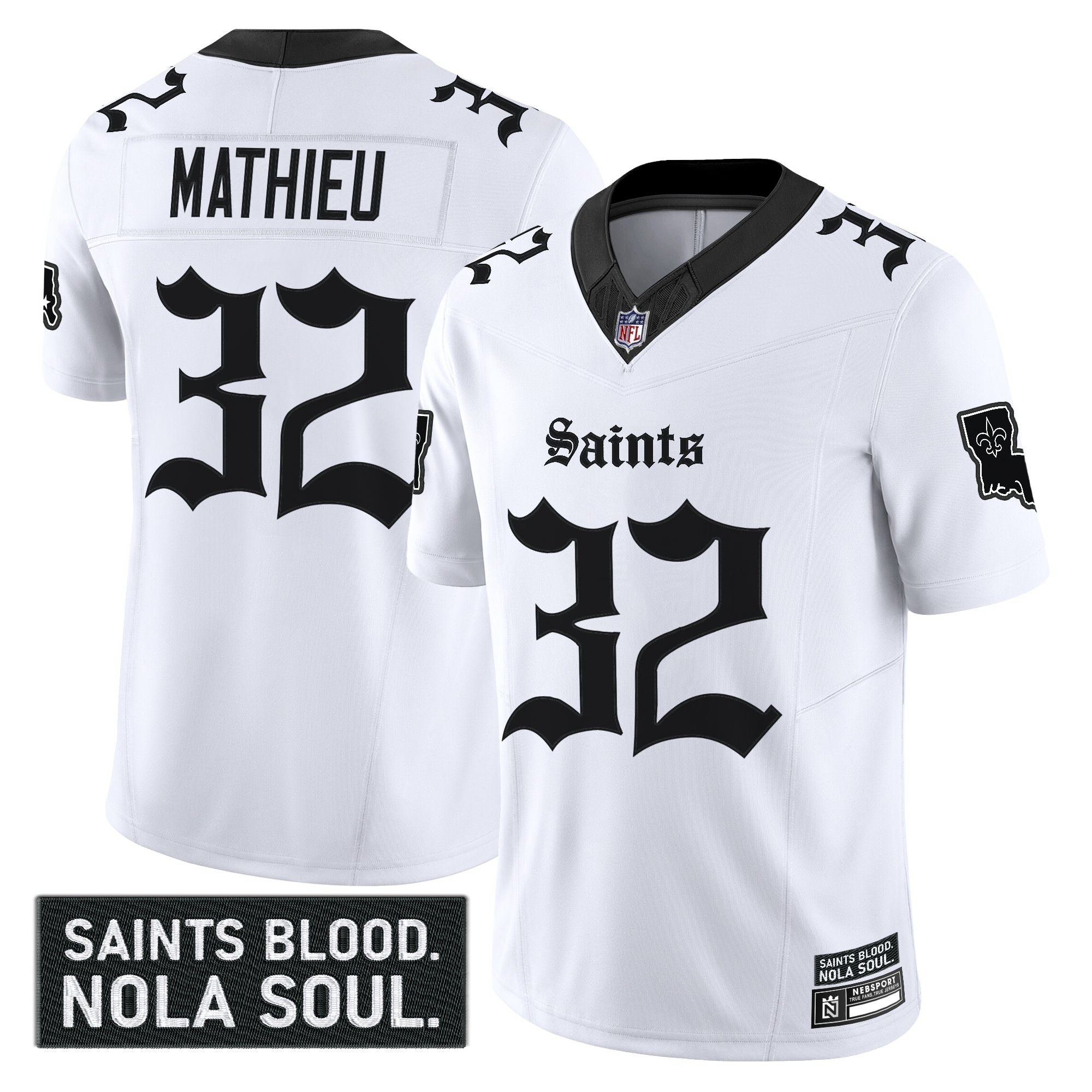 Tyrann Mathieu Men's New Orleans Saints 'Gothic Vieux Carré Edition' Vapor White Jersey - All Stitched