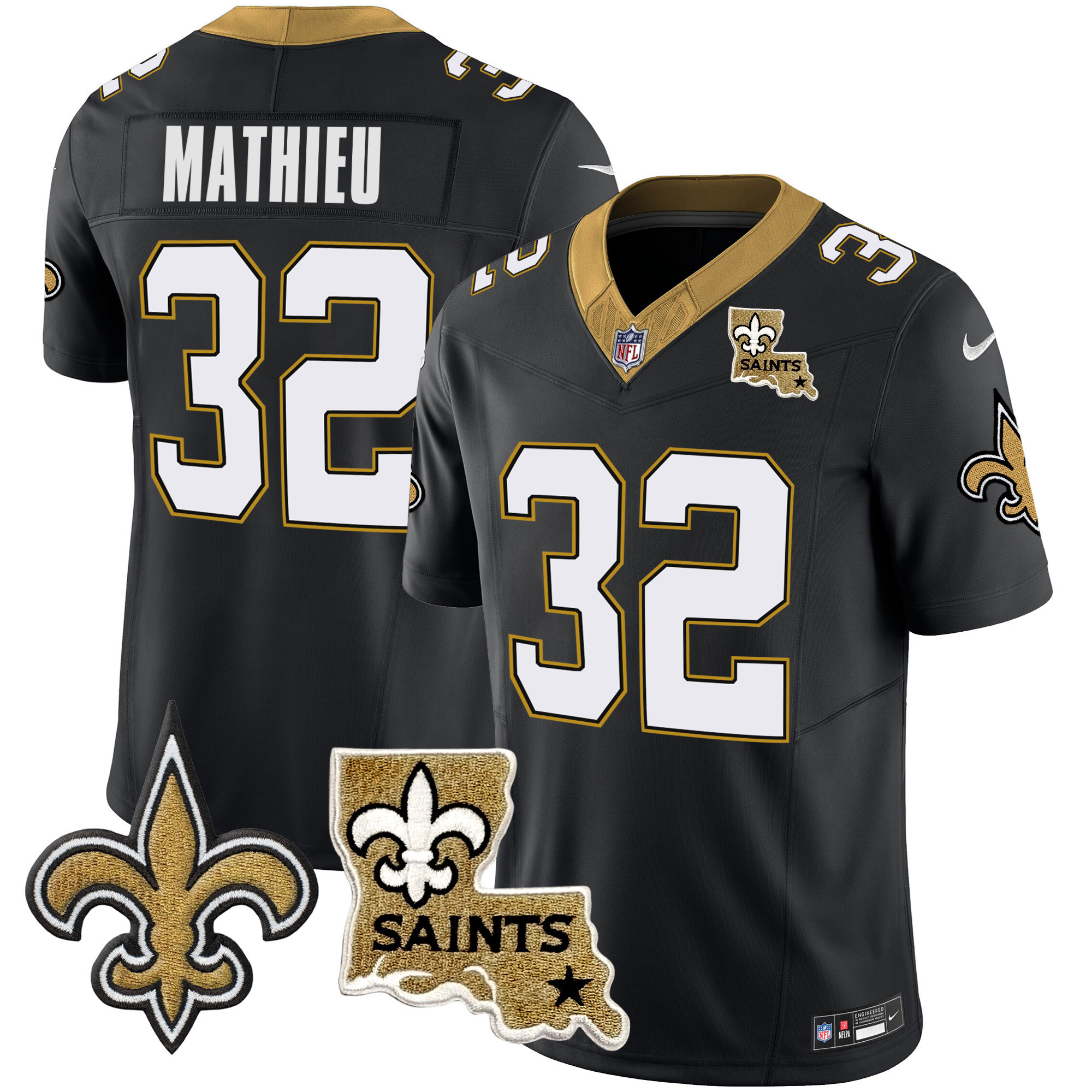 Tyrann Mathieu Men's New Orleans Saints Vapor Limited Black Jersey - All Stitched